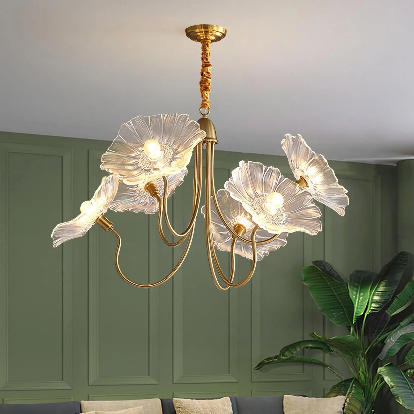 Lustre à feuilles de verre Lotus