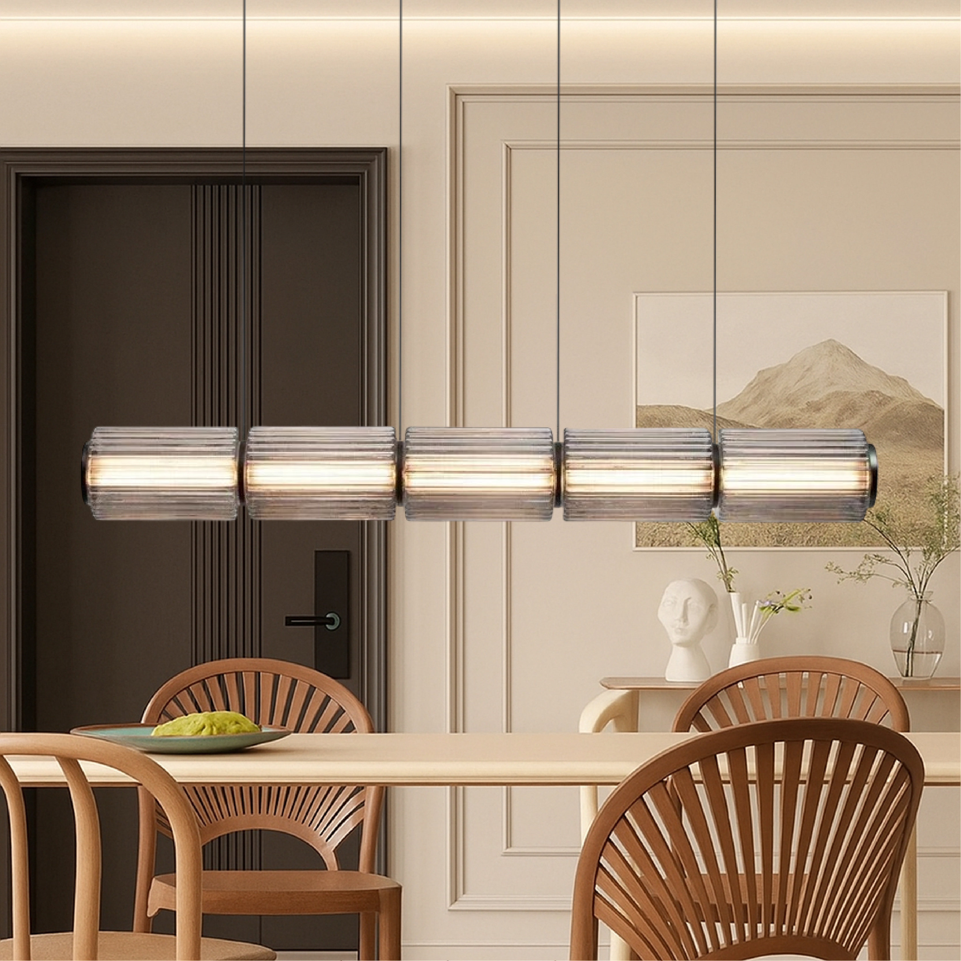 Lampe pendante en verre cylindrique