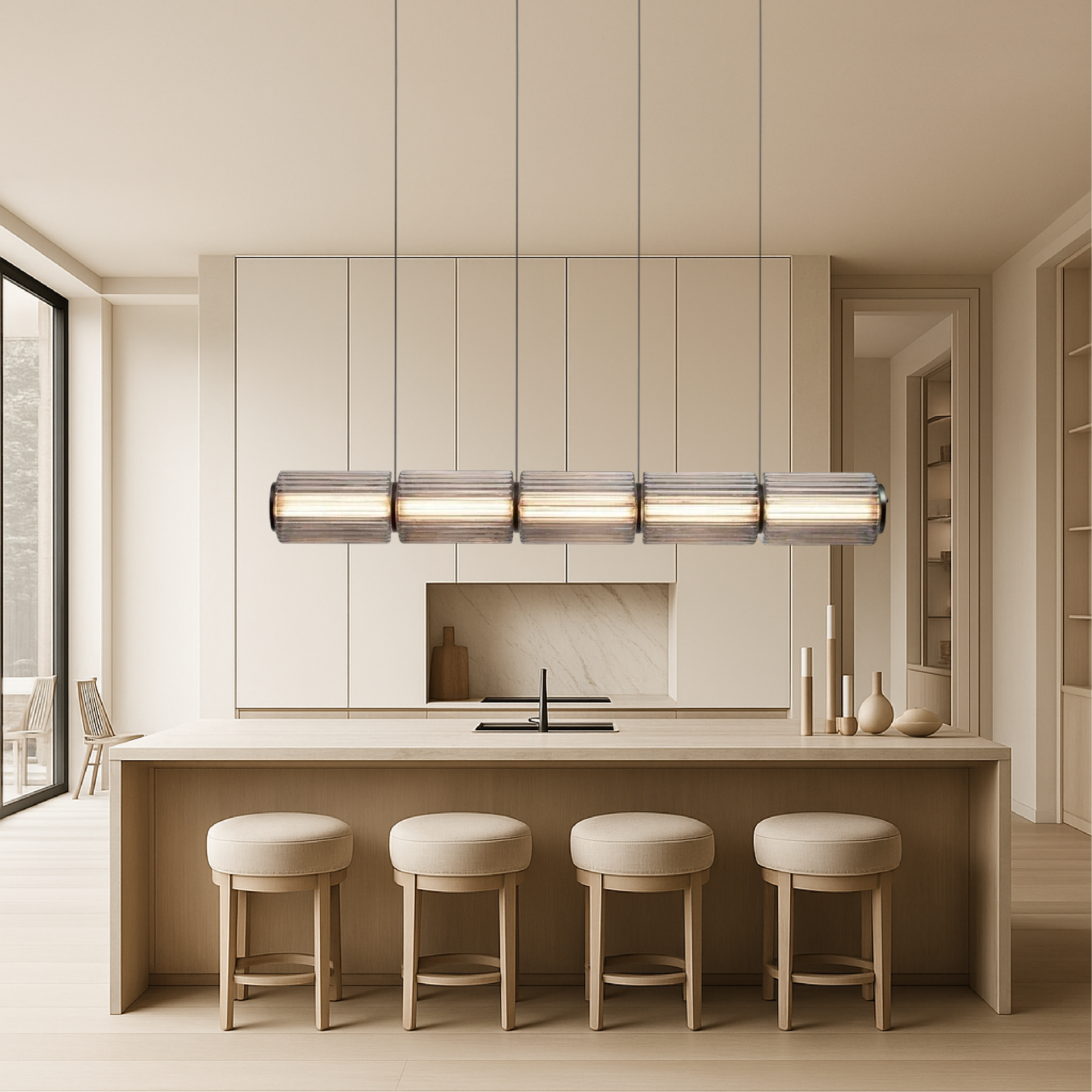Lampe pendante en verre cylindrique