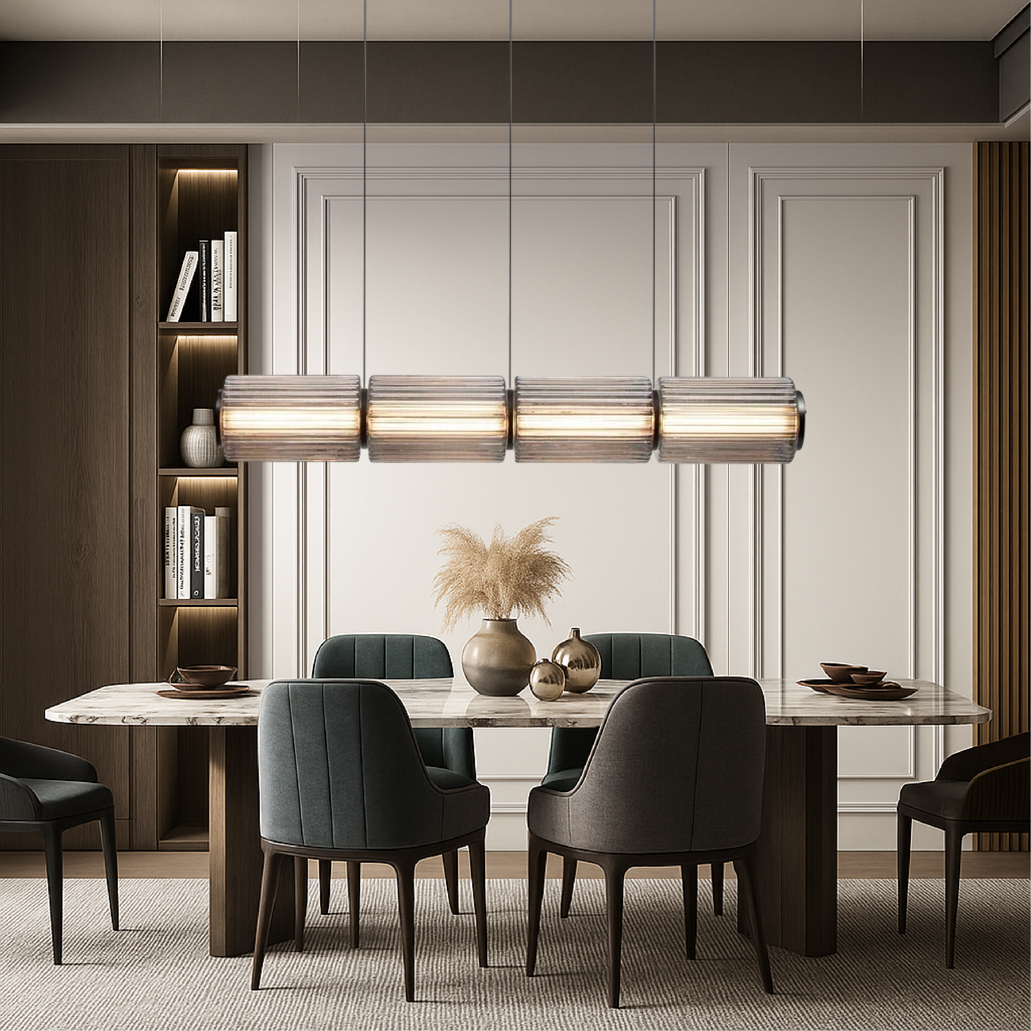 Lampe pendante en verre cylindrique