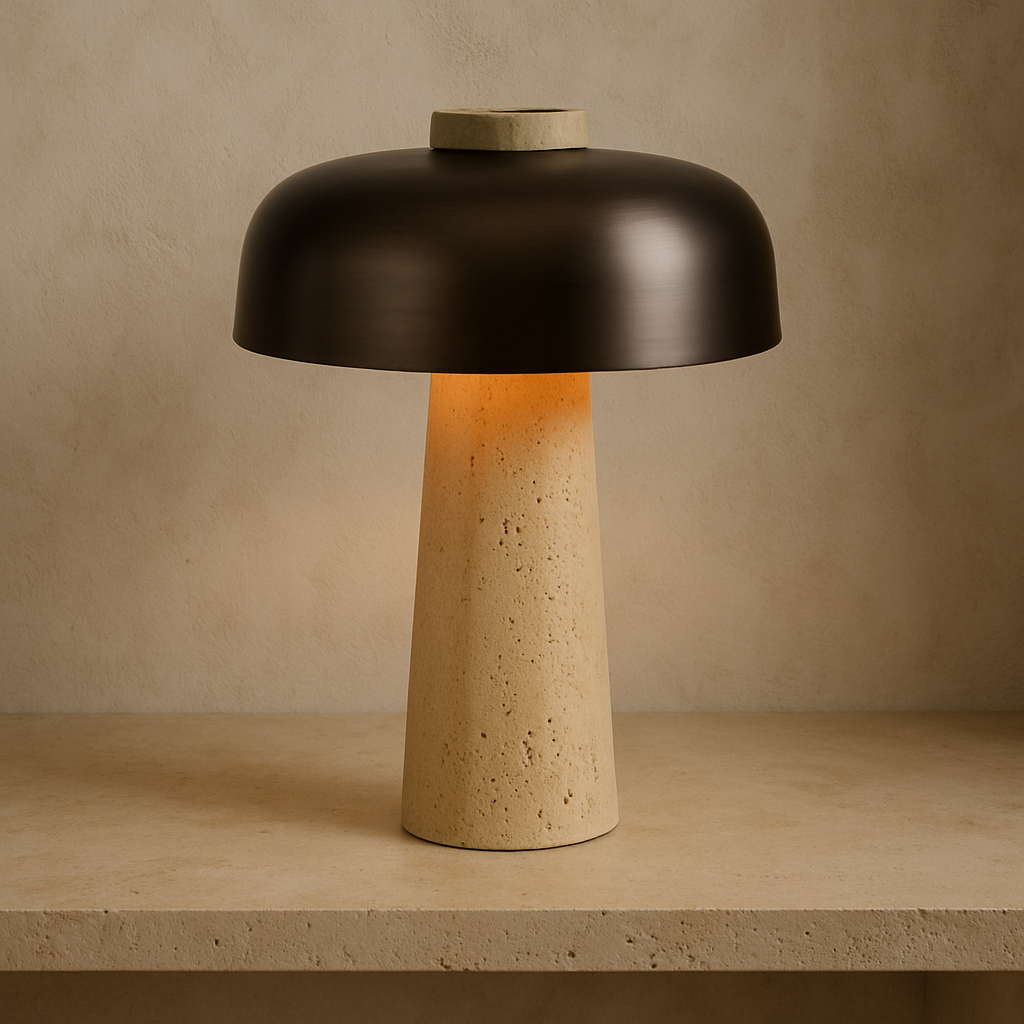 Lampe à poser en travertin