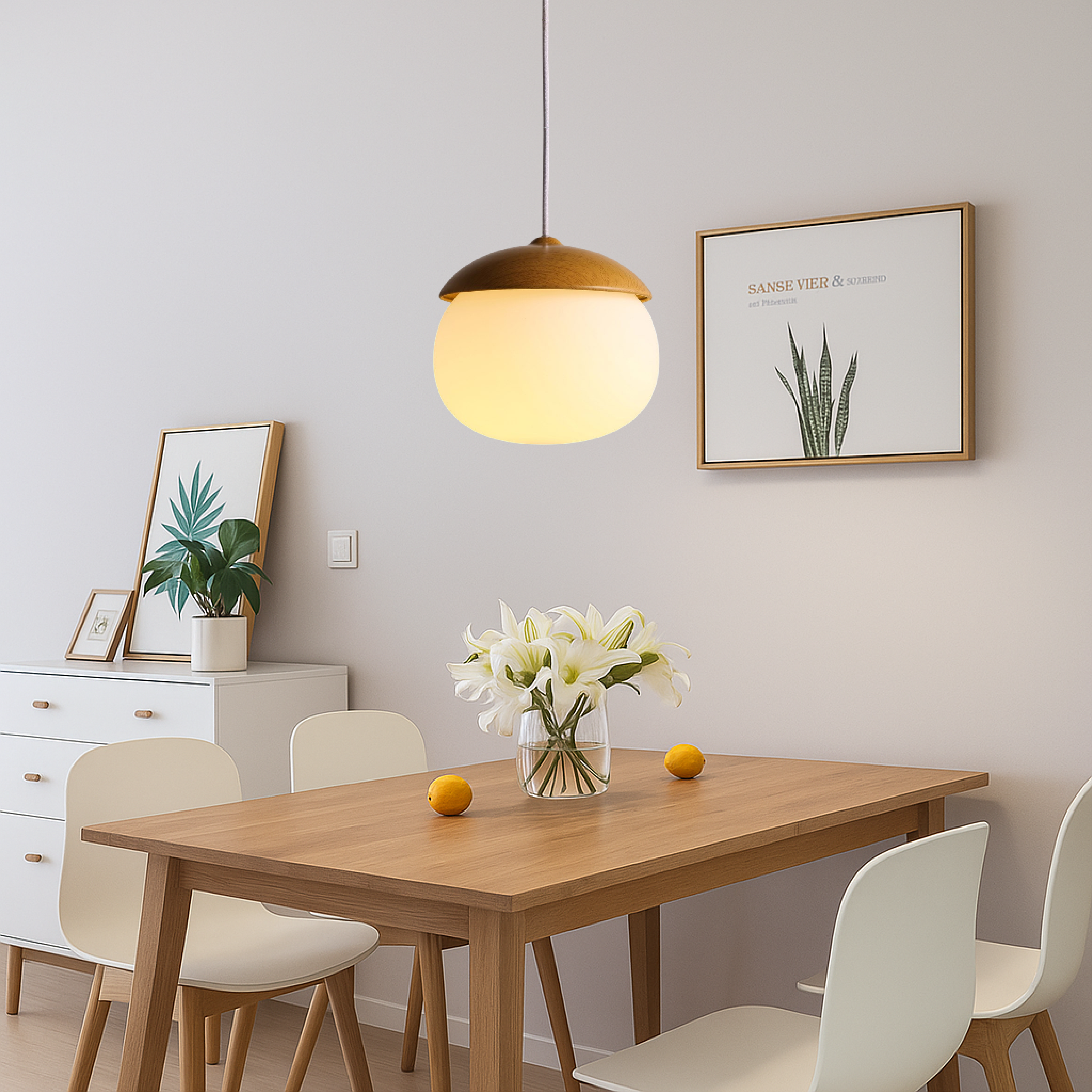 Lampe pendante nordique en bois