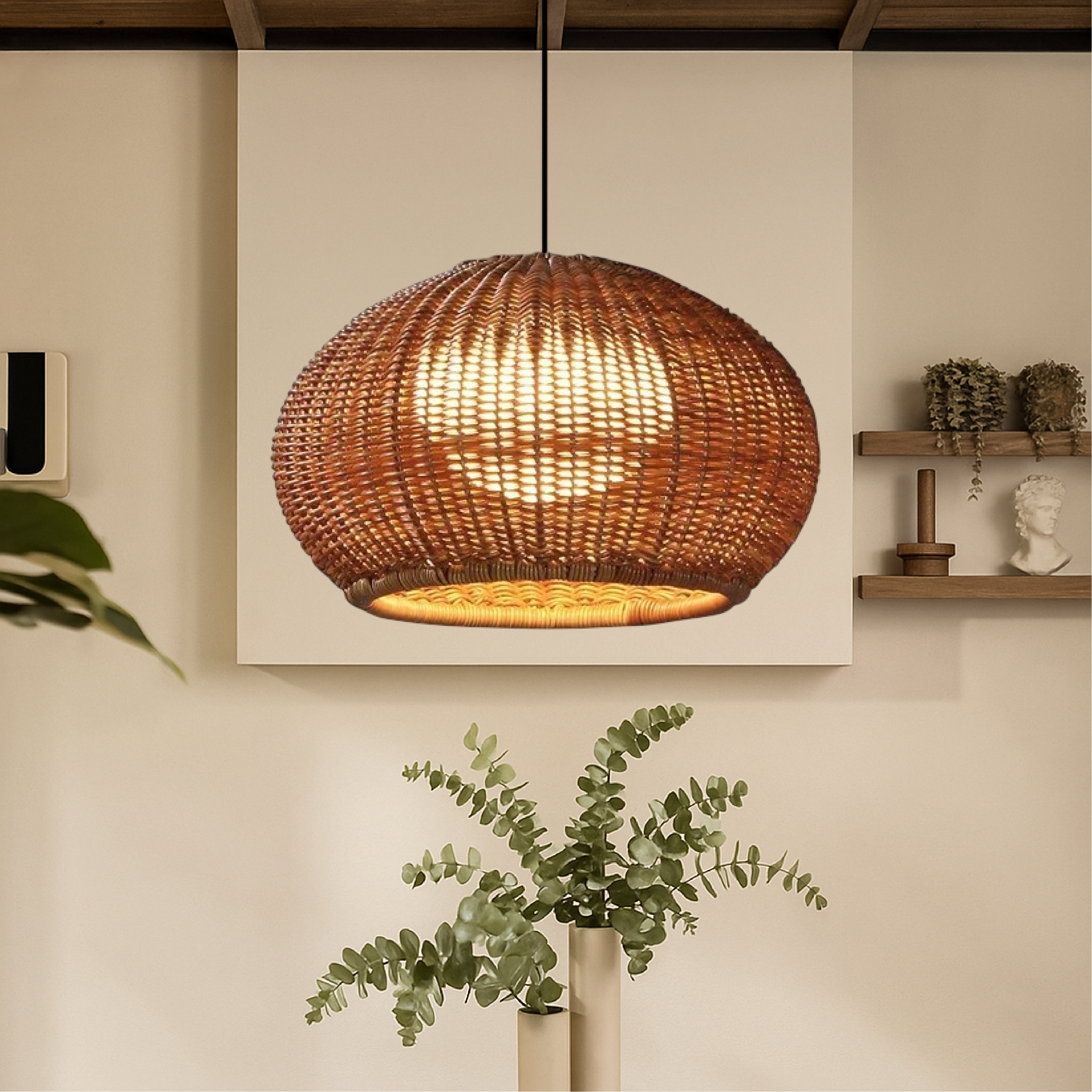 Lampe suspendue en bambou pour l'extérieur et l'intérieur