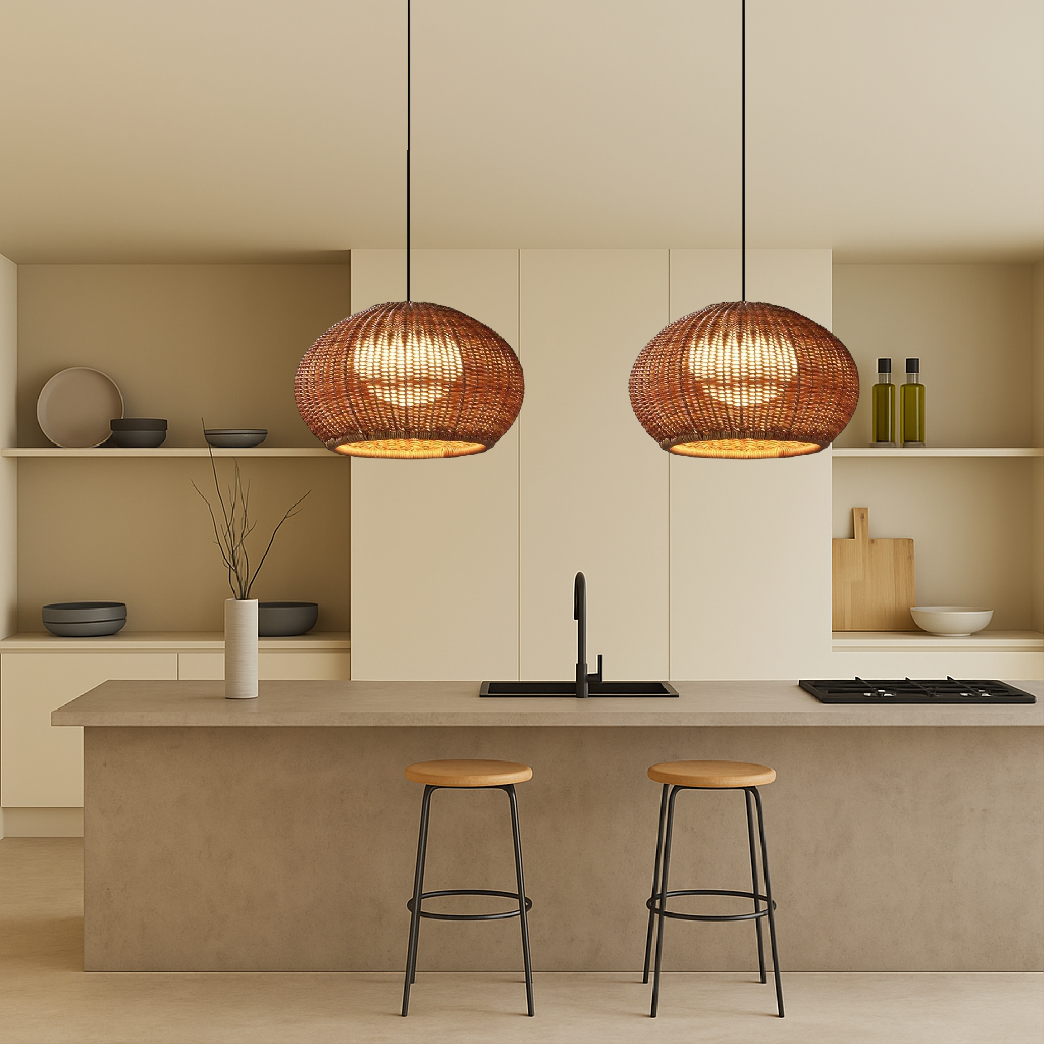 Lampe suspendue en bambou pour l'extérieur et l'intérieur