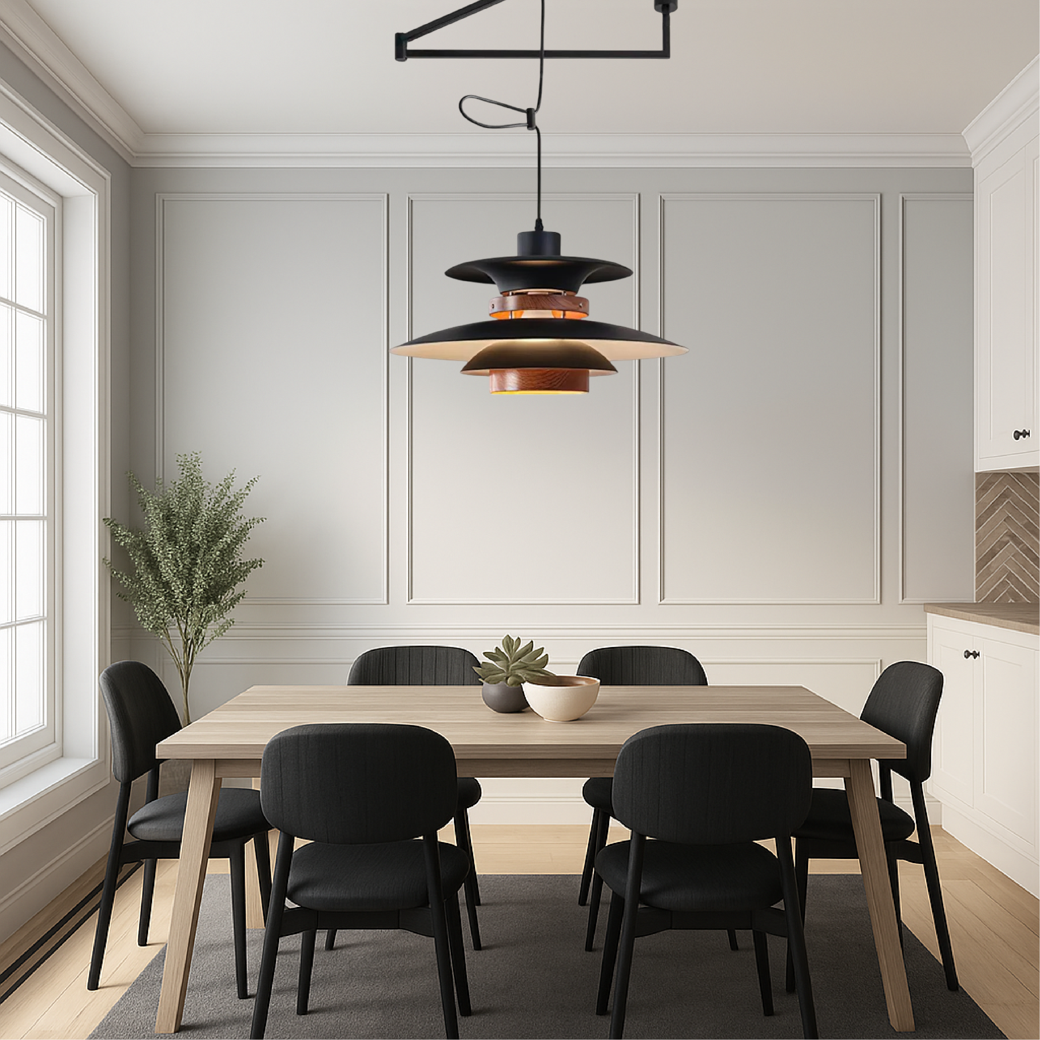 Lampe suspendue à bras articulé Merado