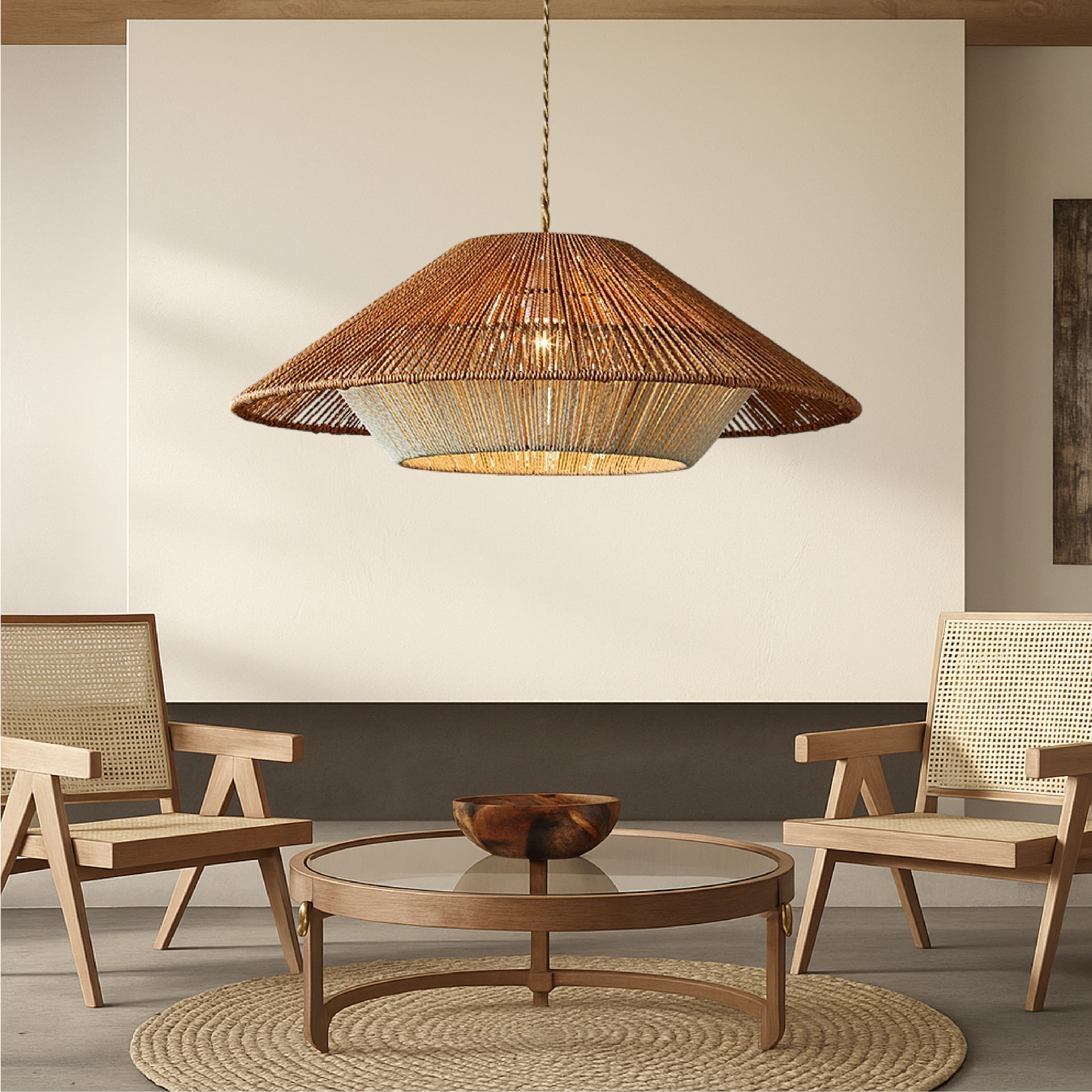 Lampe pendante en bambou tressé