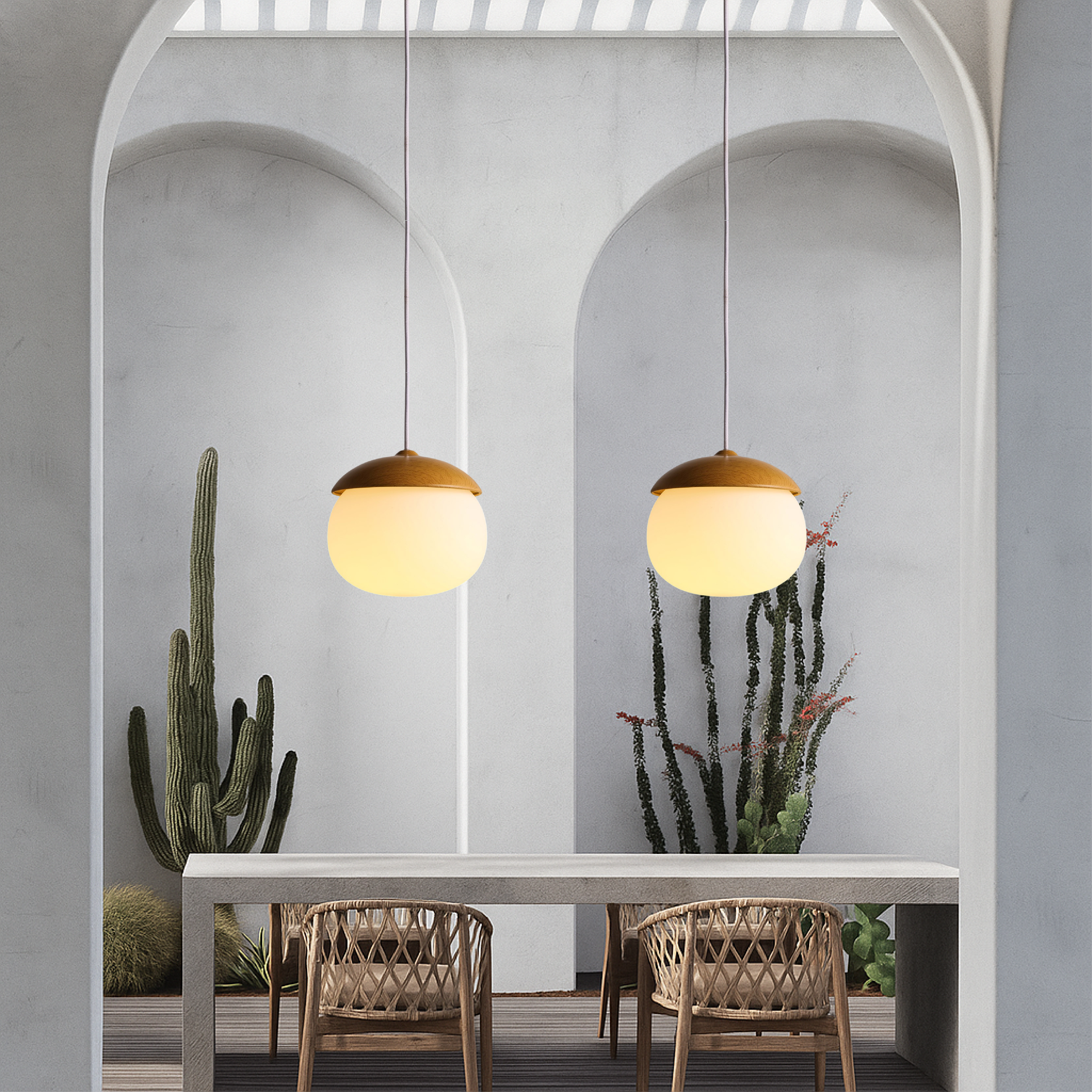 Lampe pendante nordique en bois