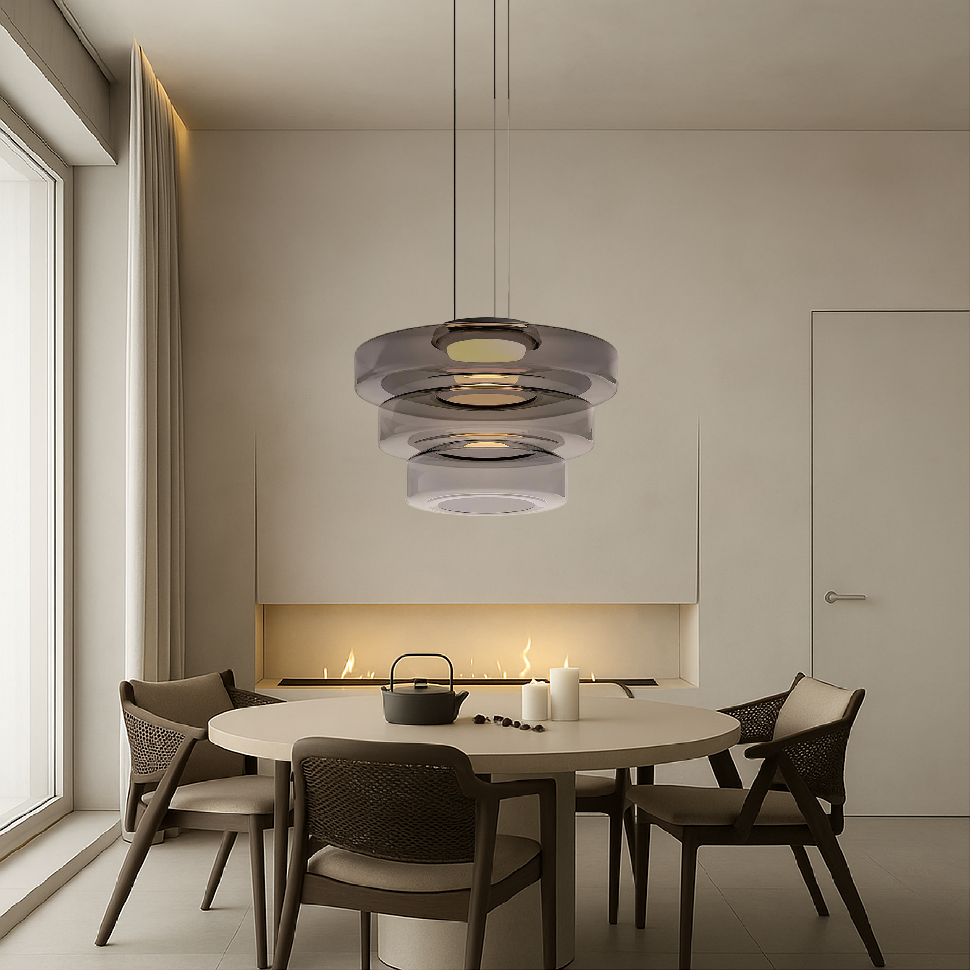 Lampe pendante danoise en verre Bauhaus