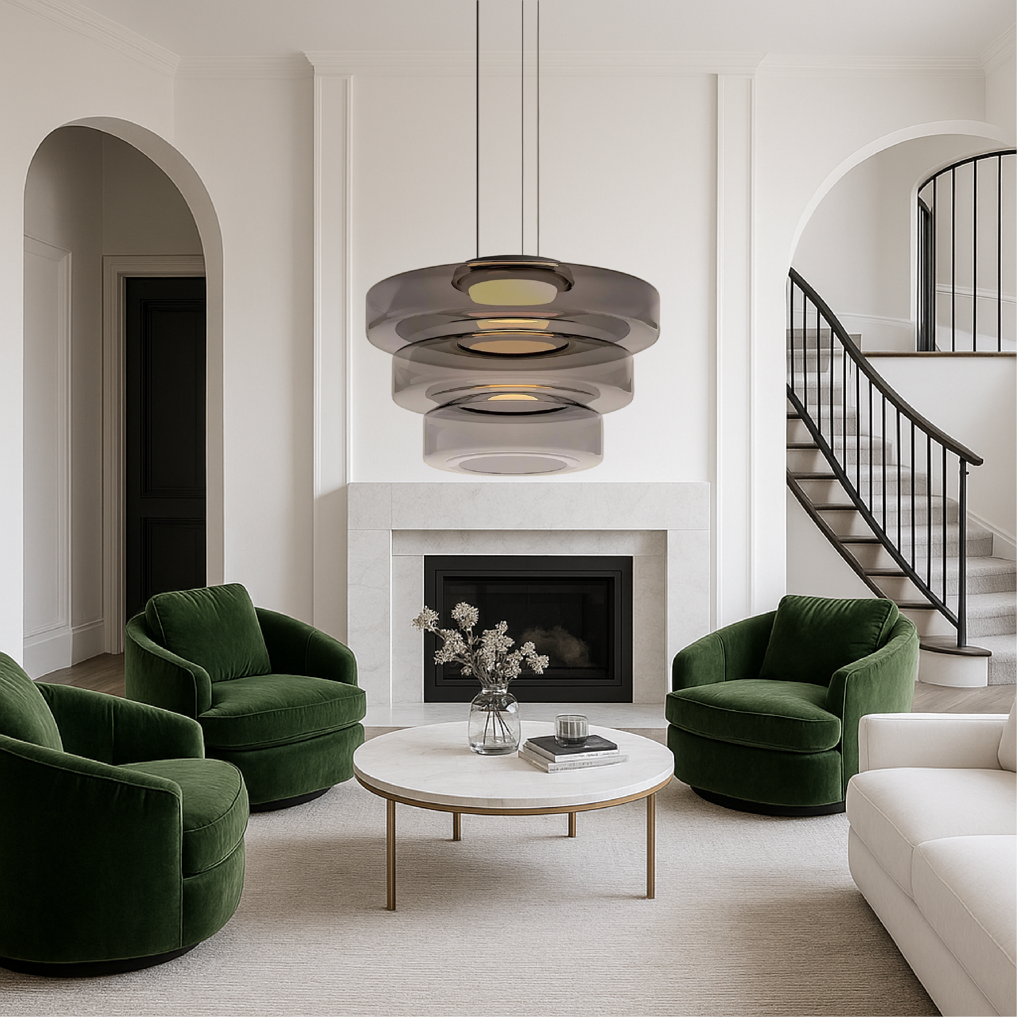 Lampe pendante danoise en verre Bauhaus