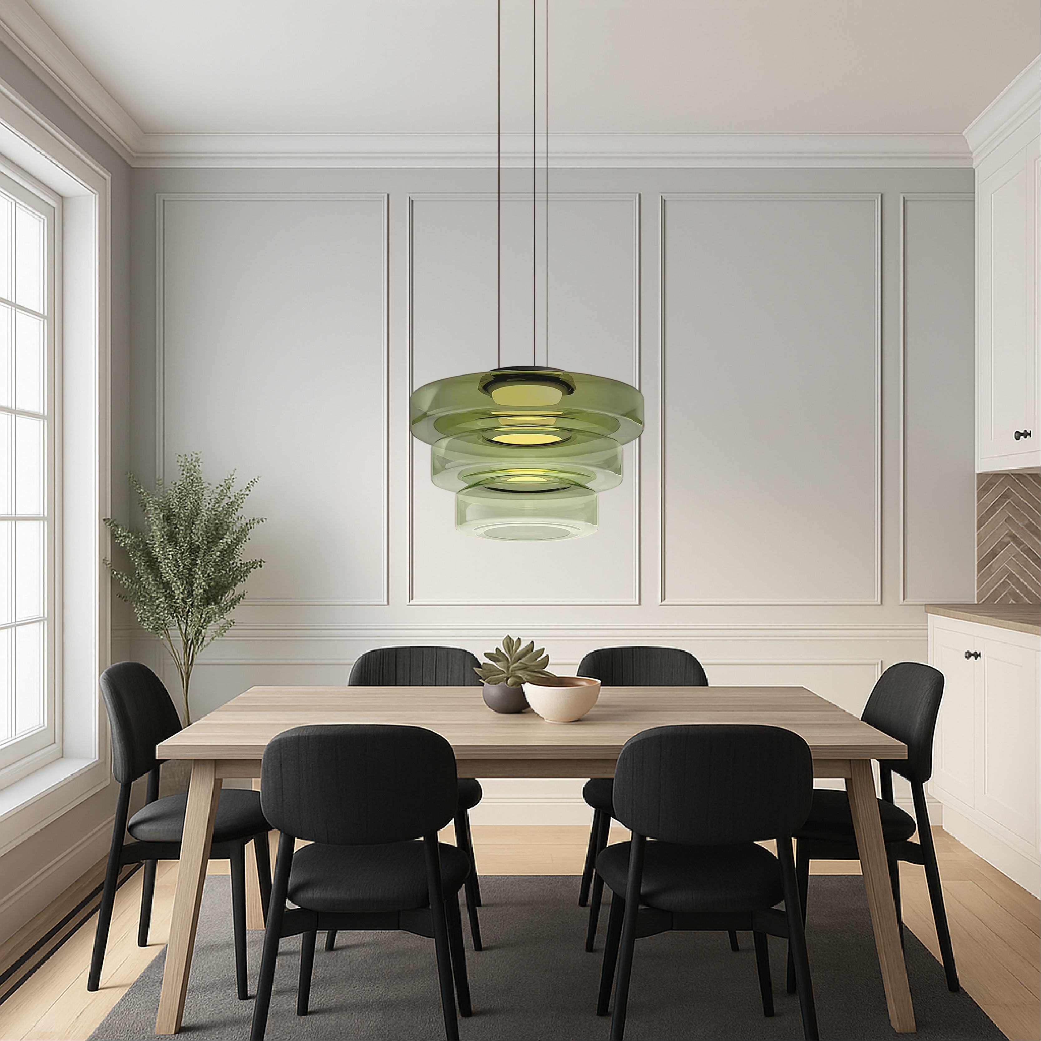 Lampe pendante danoise en verre Bauhaus