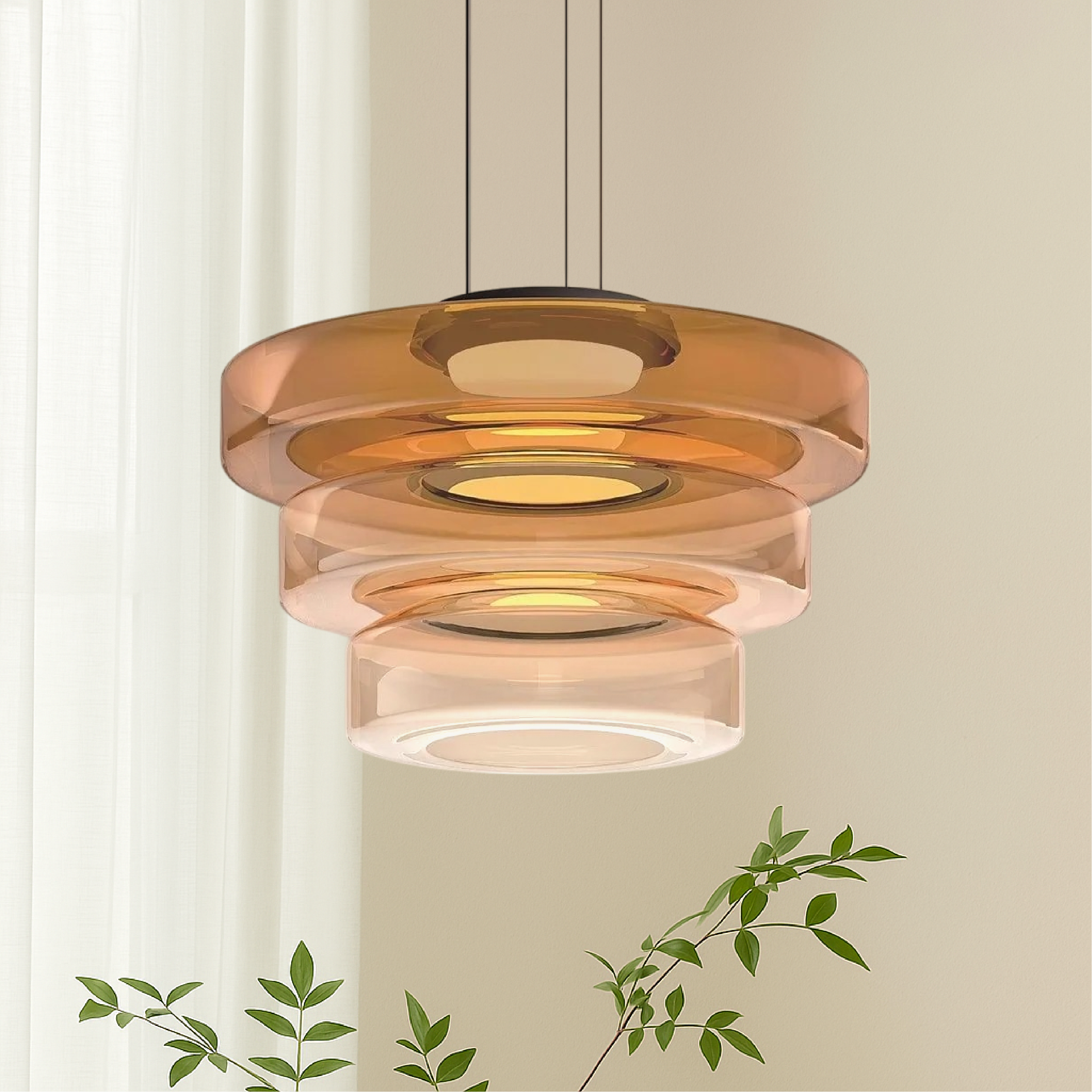 Lampe pendante danoise en verre Bauhaus
