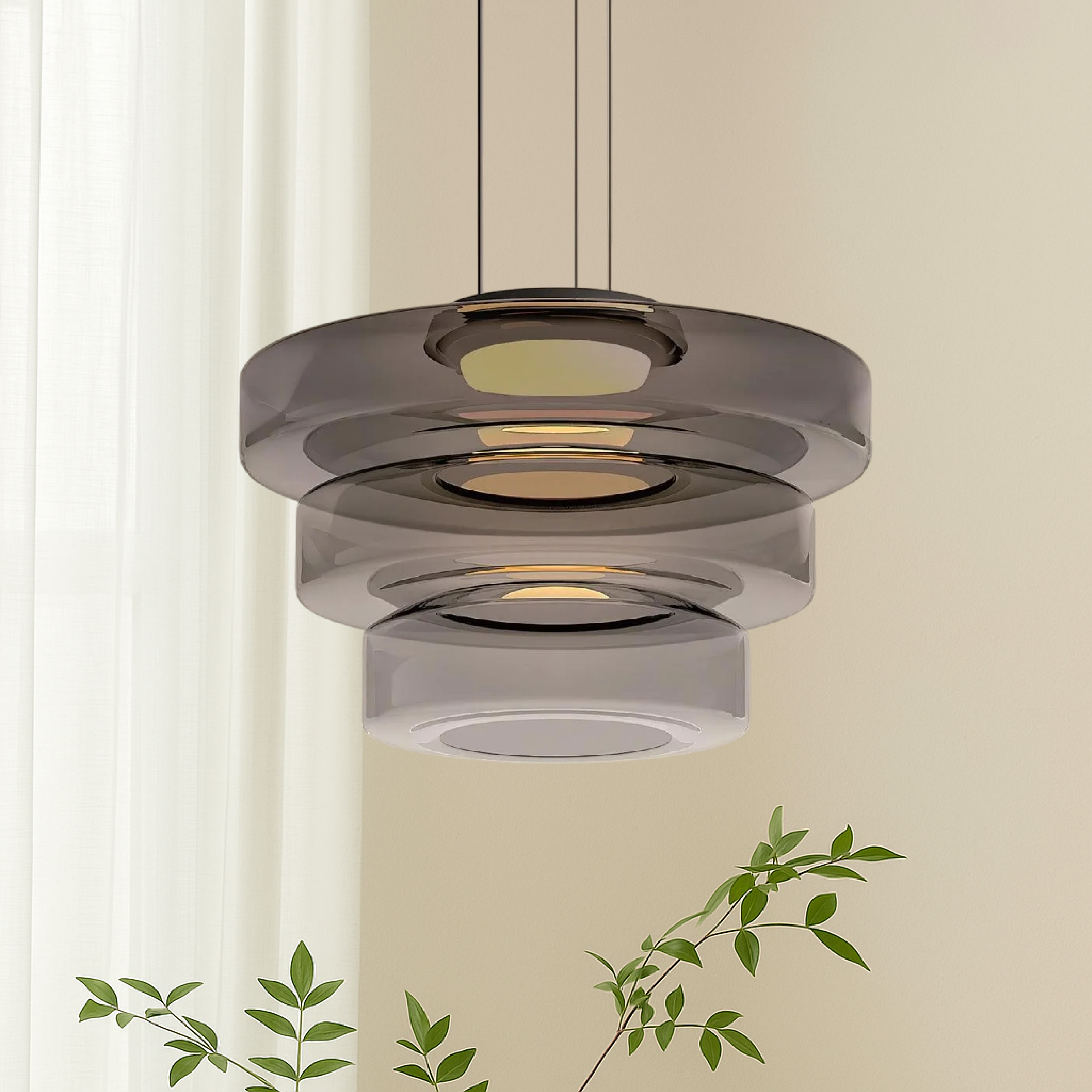 Lampe pendante danoise en verre Bauhaus