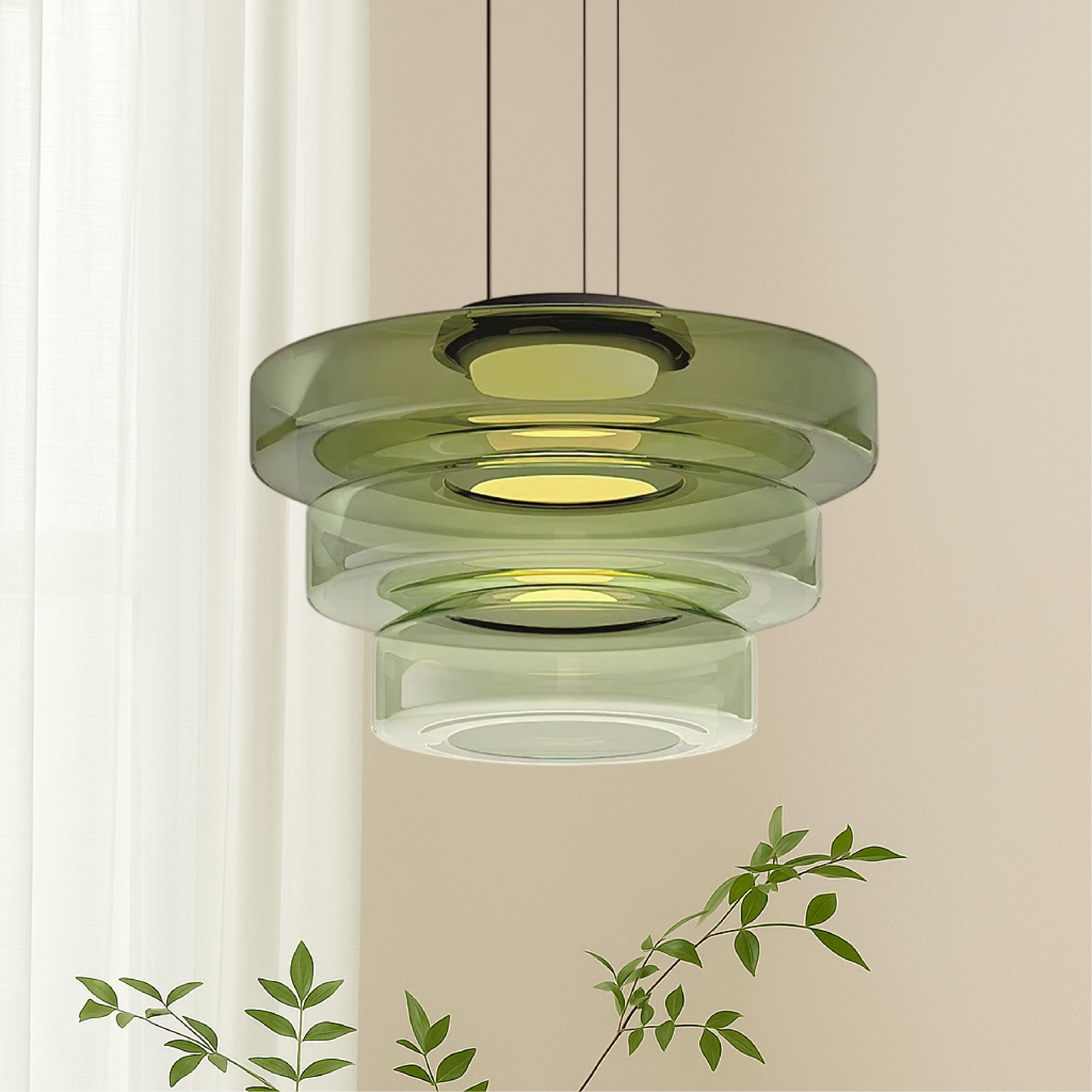Lampe pendante danoise en verre Bauhaus