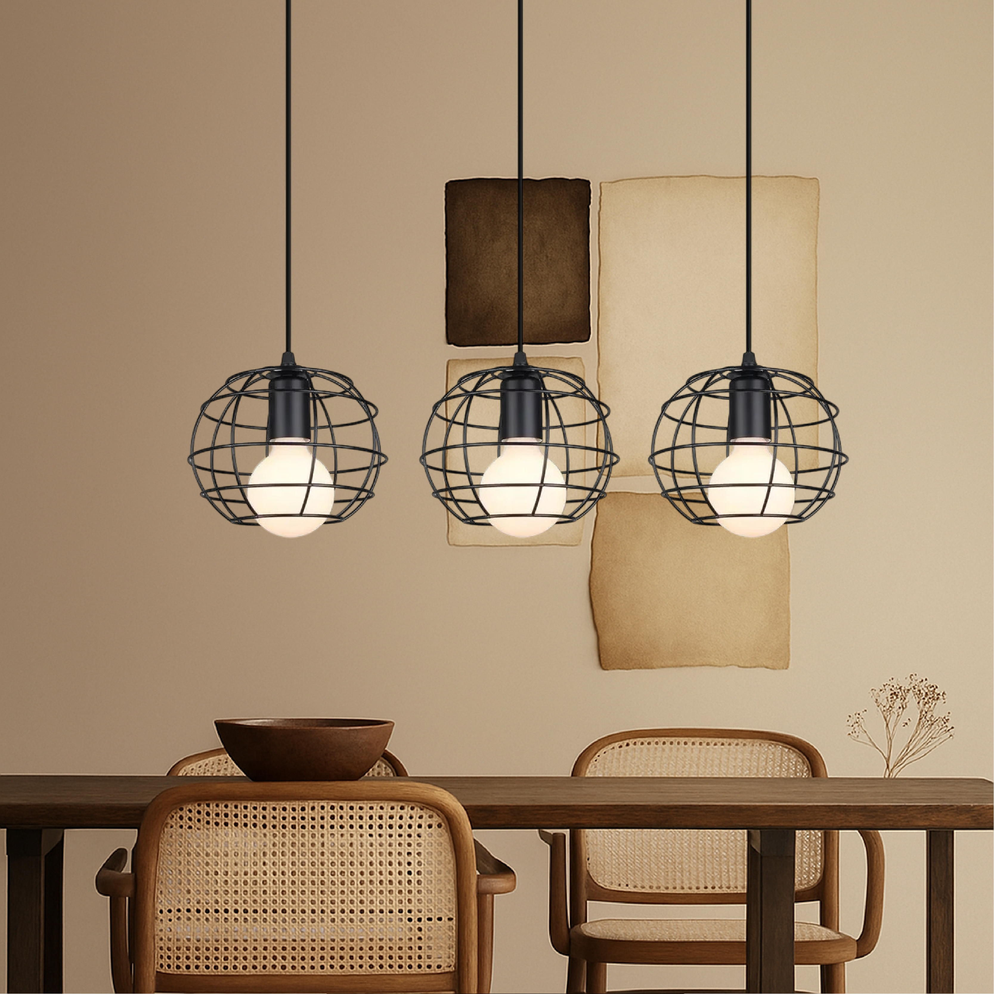 Table à manger Lampe suspendue à 3 têtes de Nuo