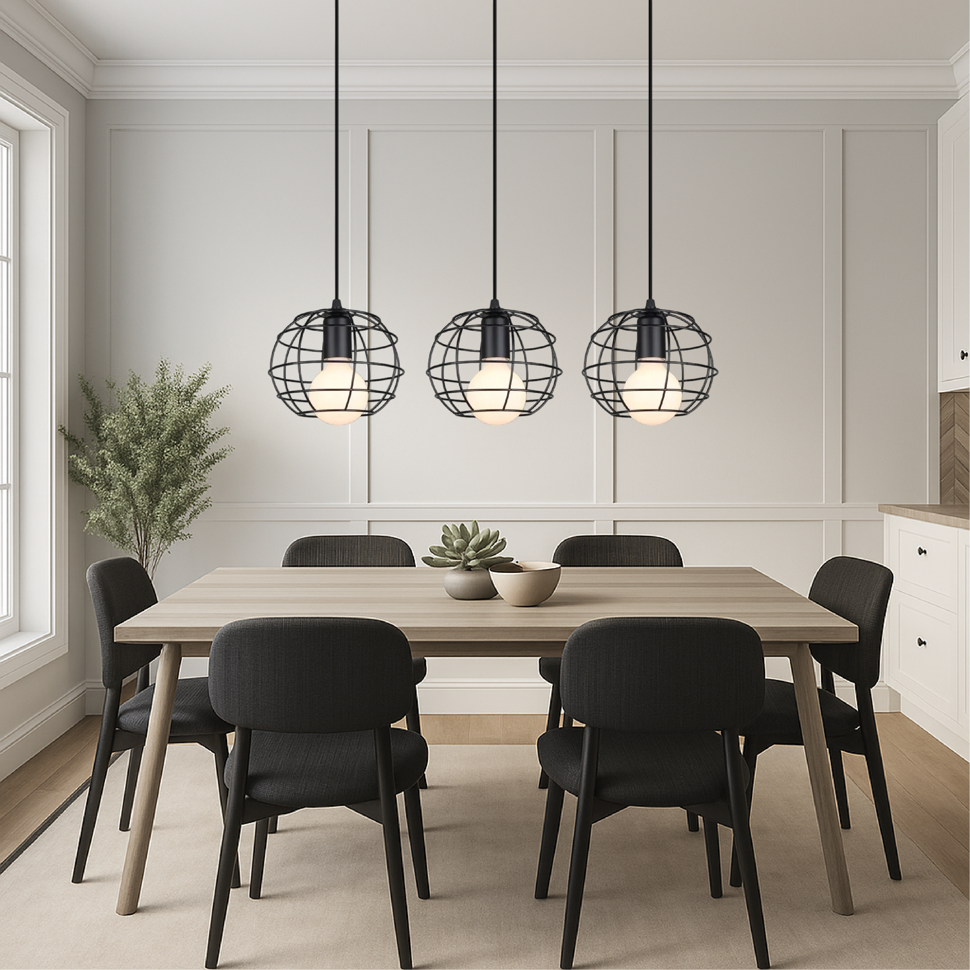 Table à manger Lampe suspendue à 3 têtes de Nuo