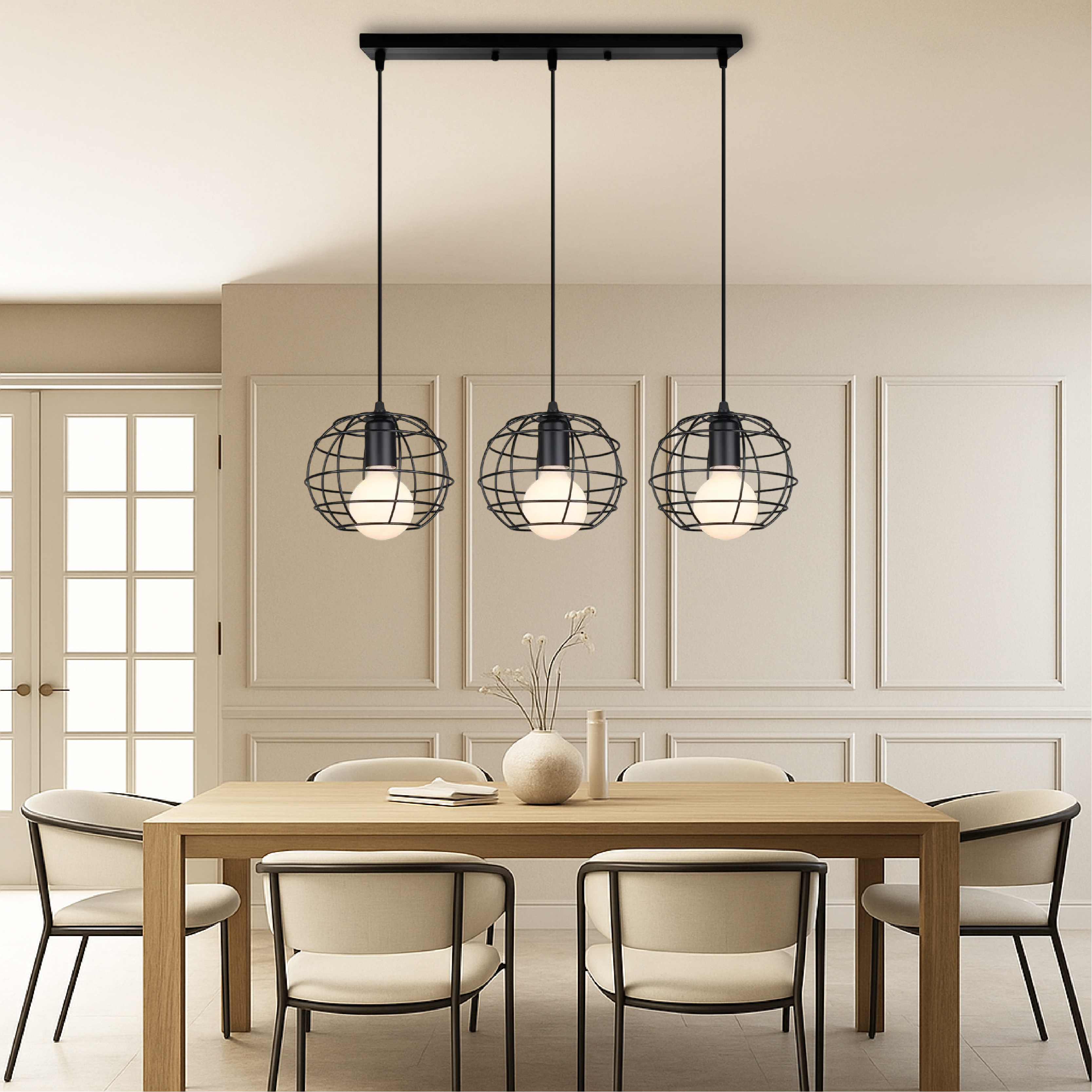 Table à manger Lampe suspendue à 3 têtes de Nuo