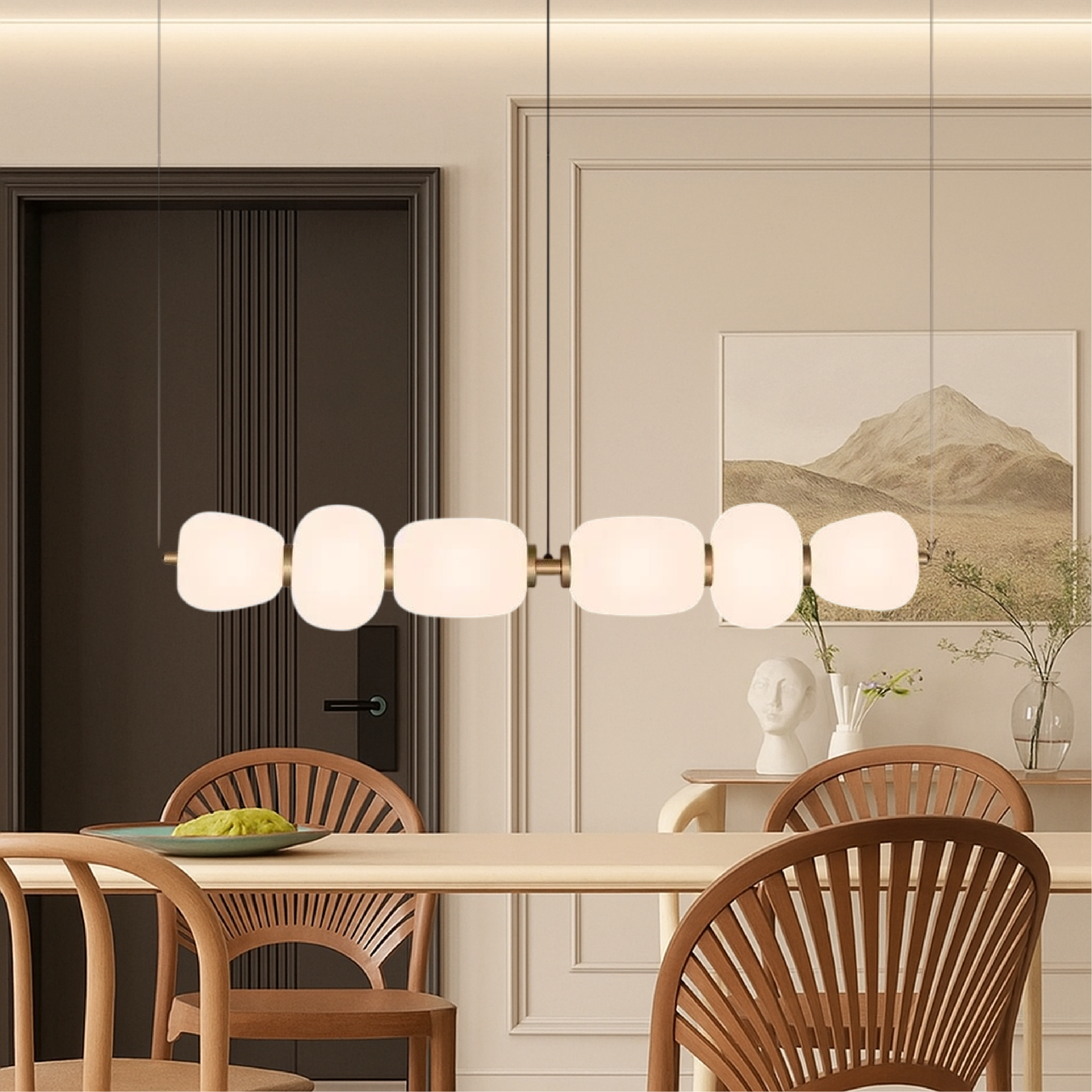 Barre lumineuse en verre blanc