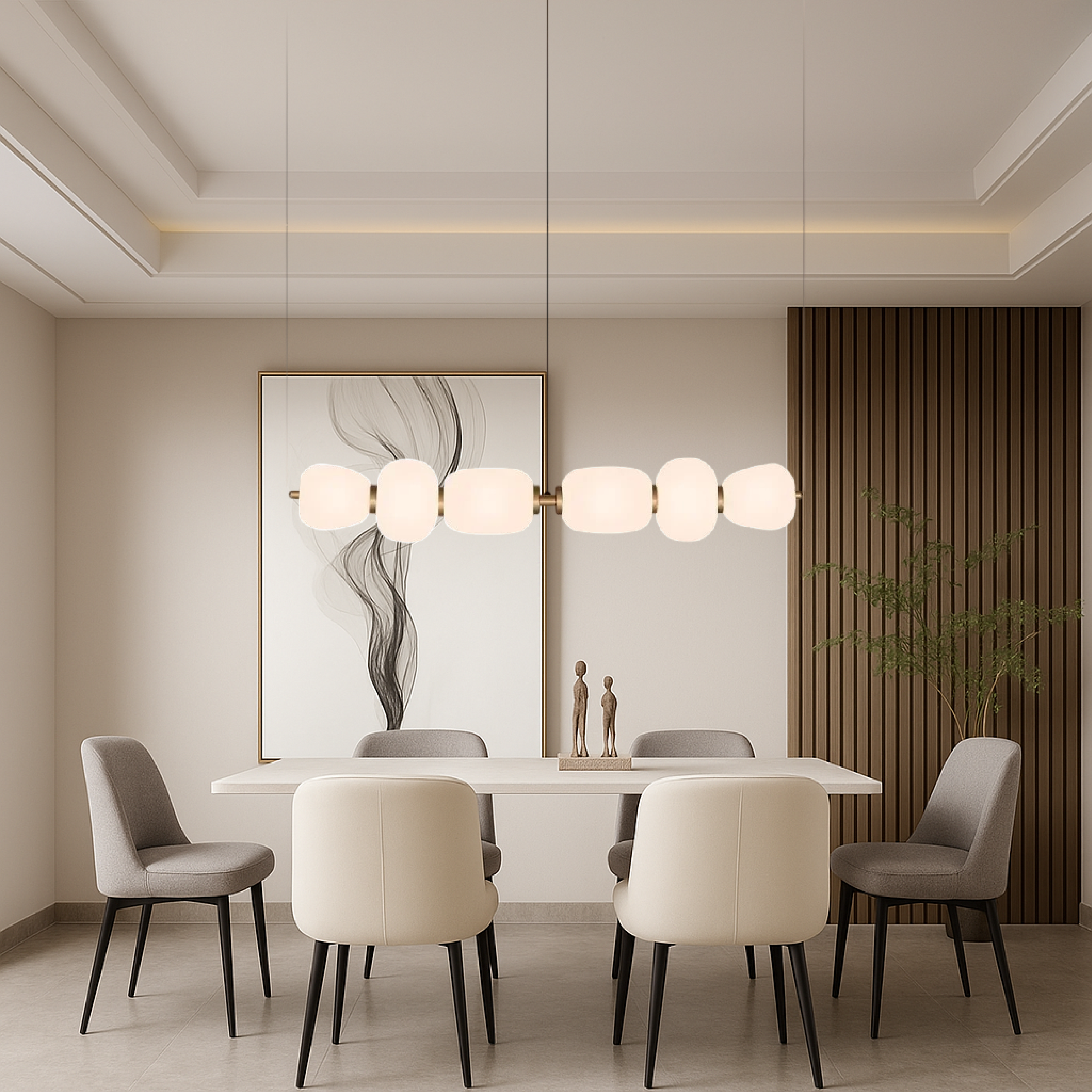 Barre lumineuse en verre blanc
