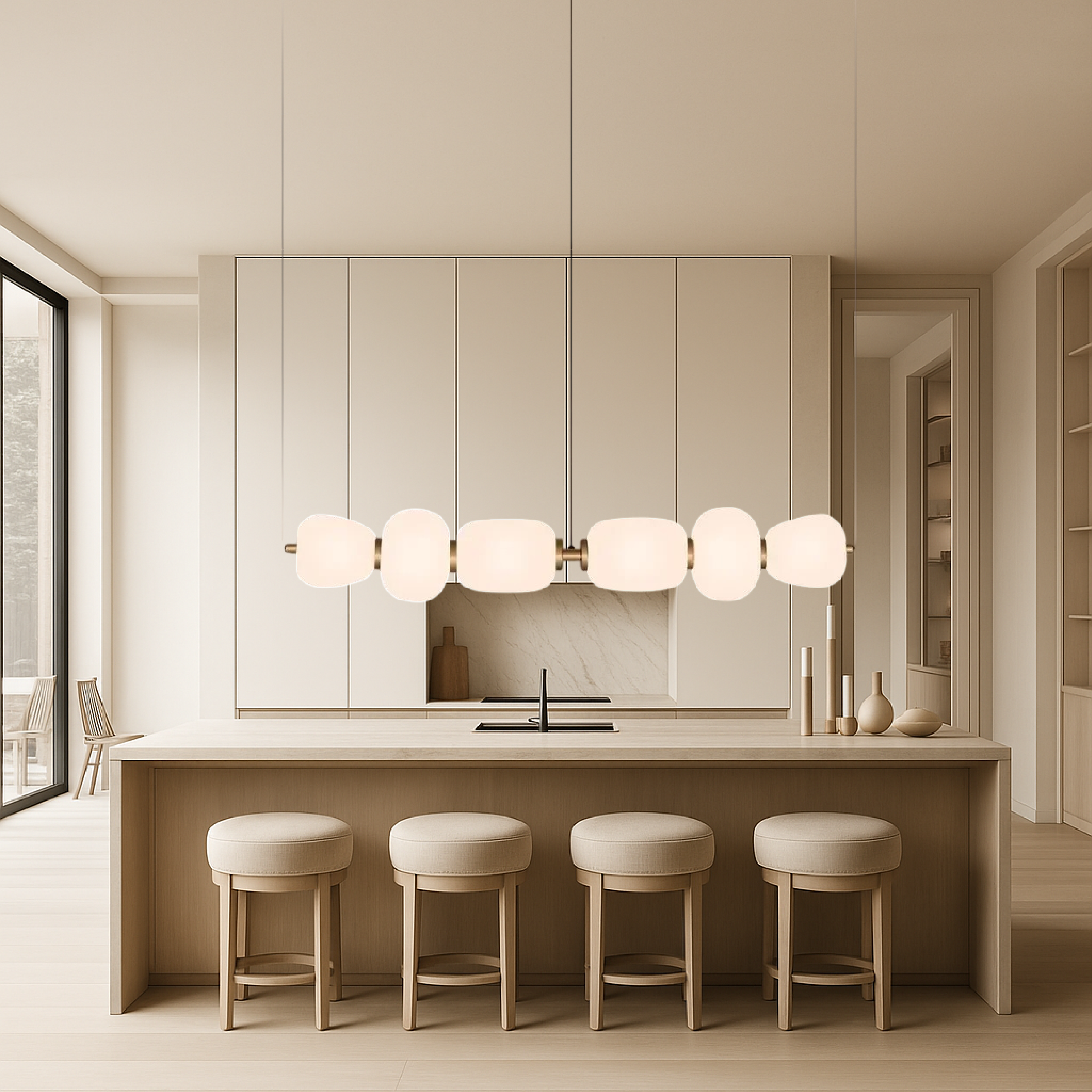 Barre lumineuse en verre blanc