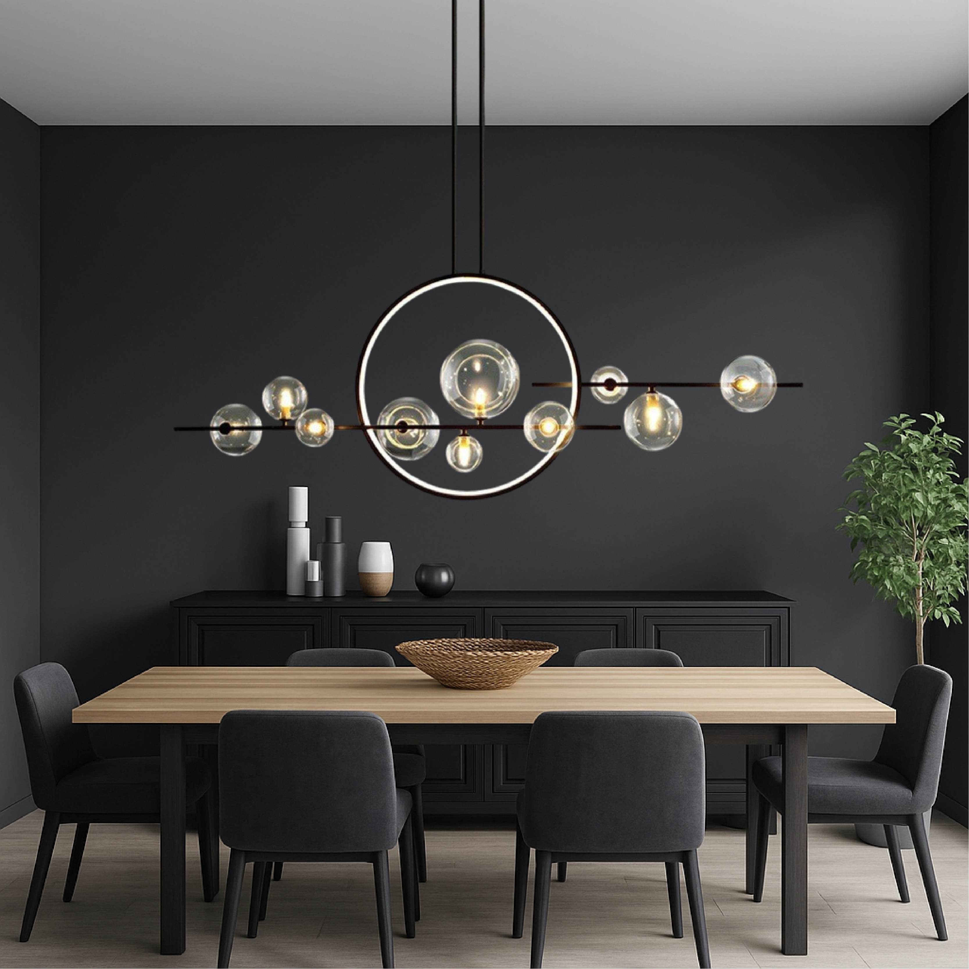 Chandelier de table de cuisine en verre