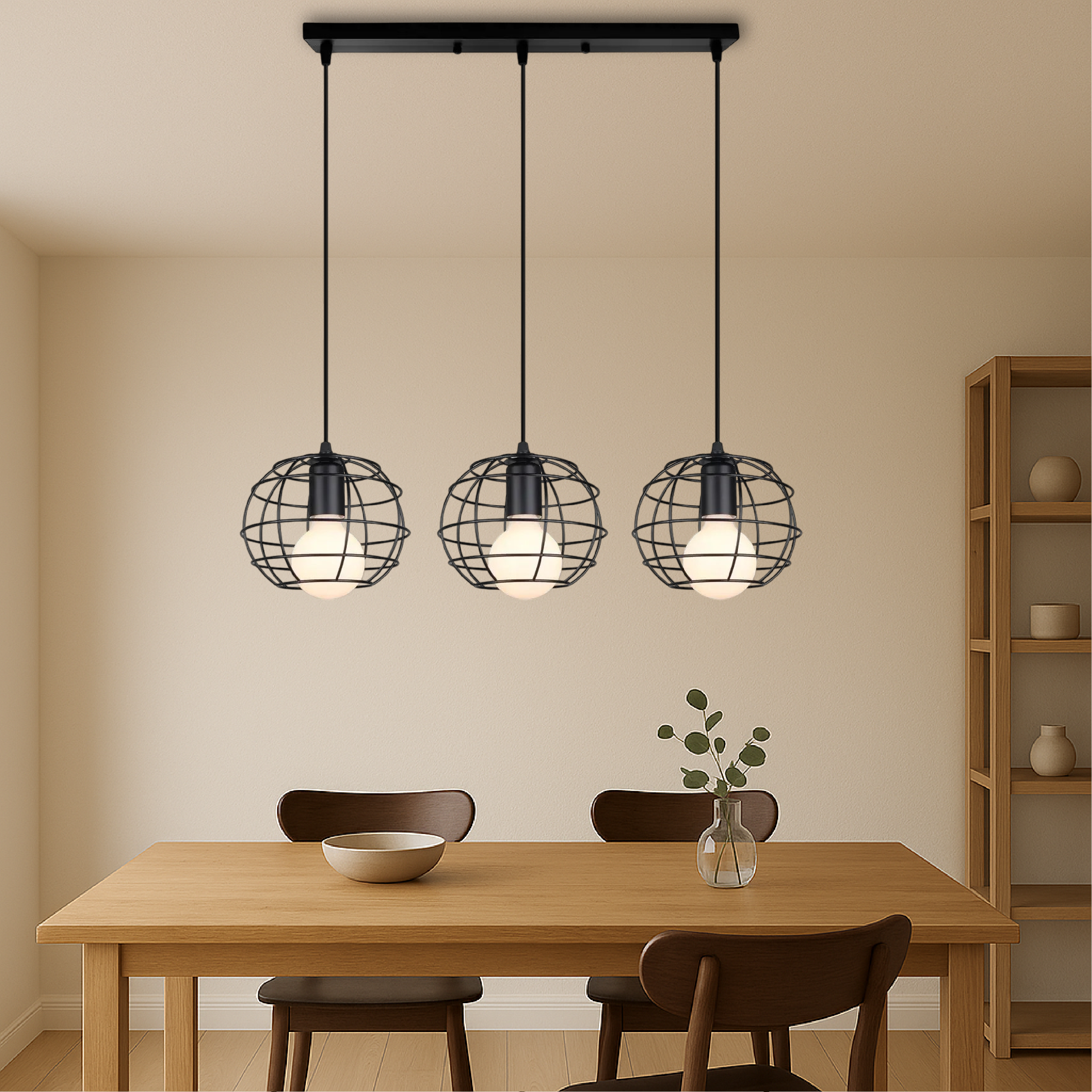 Table à manger Lampe suspendue à 3 têtes de Nuo