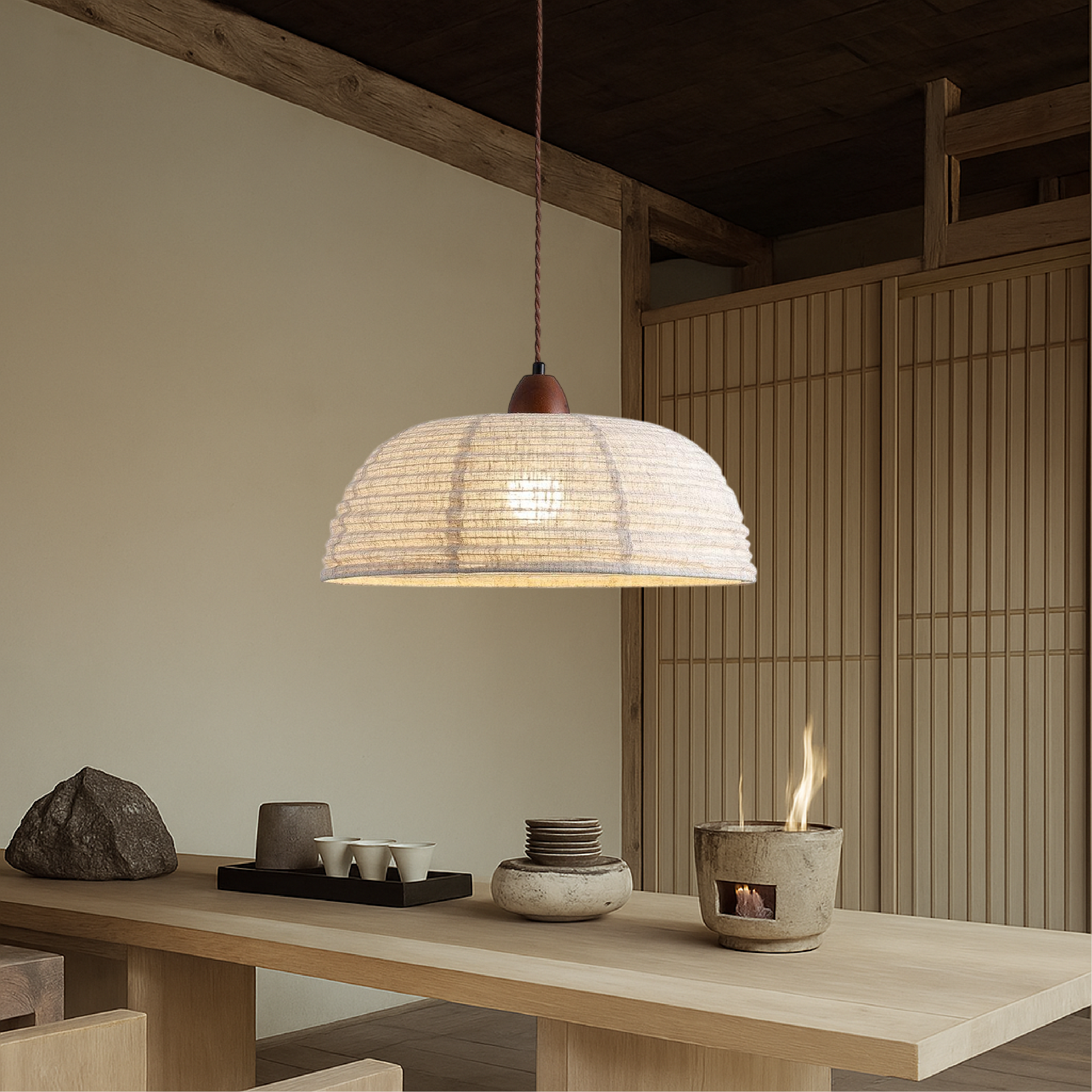 Lampe suspendue en tissu
