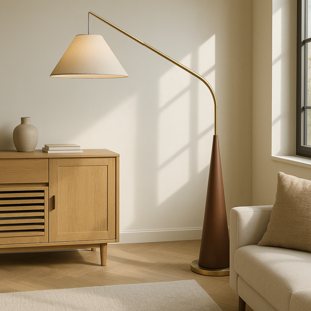 Lampadaire arc en bois de Charle's