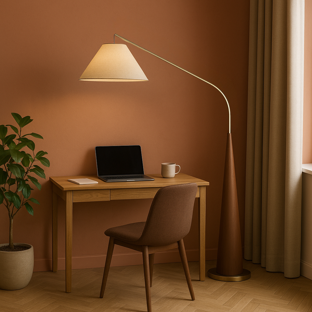 Lampadaire arc en bois de Charle's