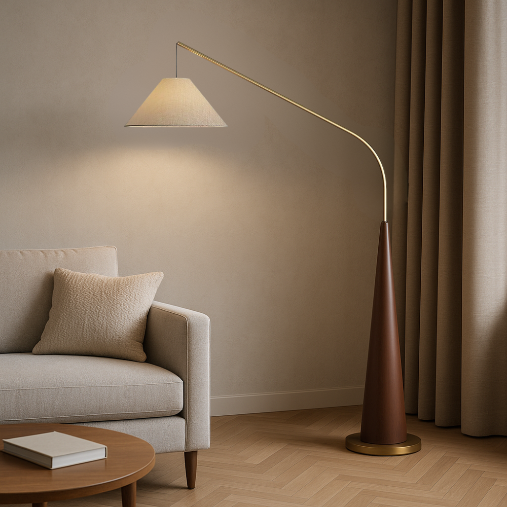 Lampadaire arc en bois de Charle's
