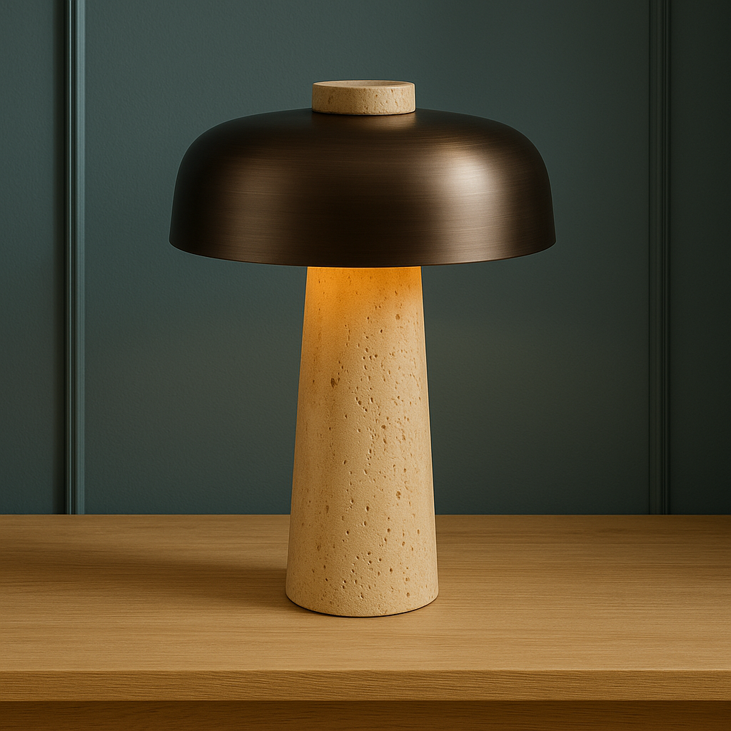Lampe à poser en travertin