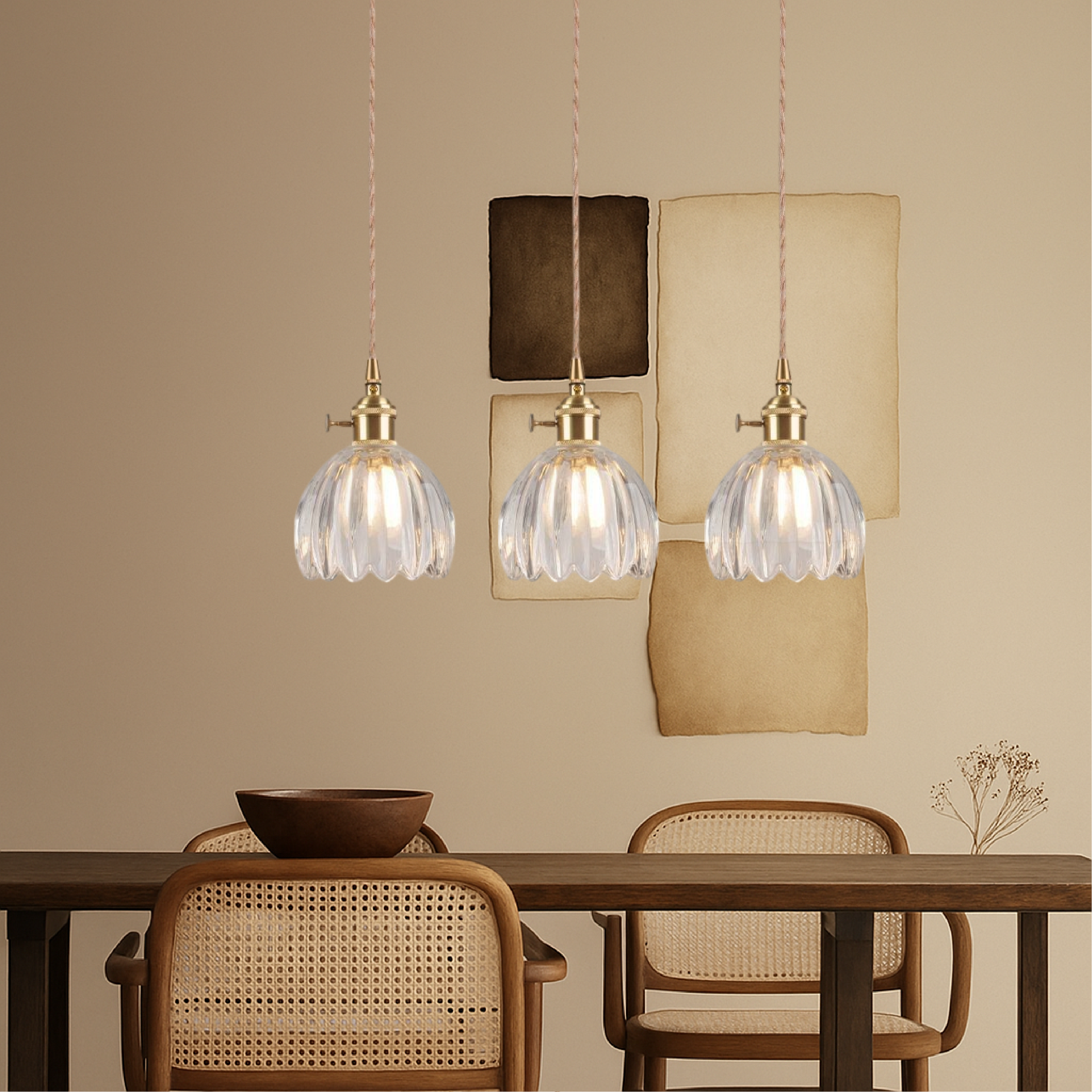 Lampe pendante japonaise en verre