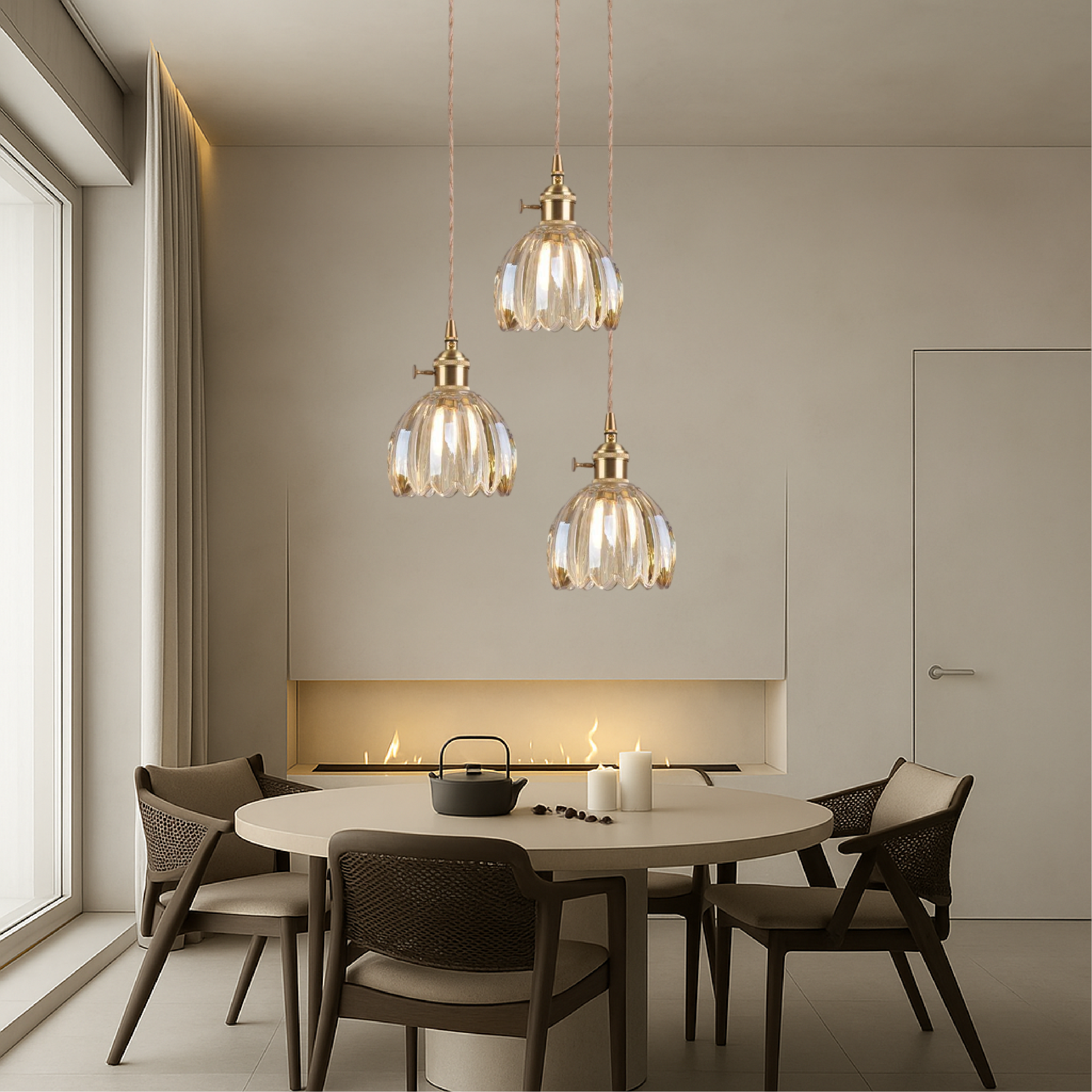 Lampe pendante japonaise en verre