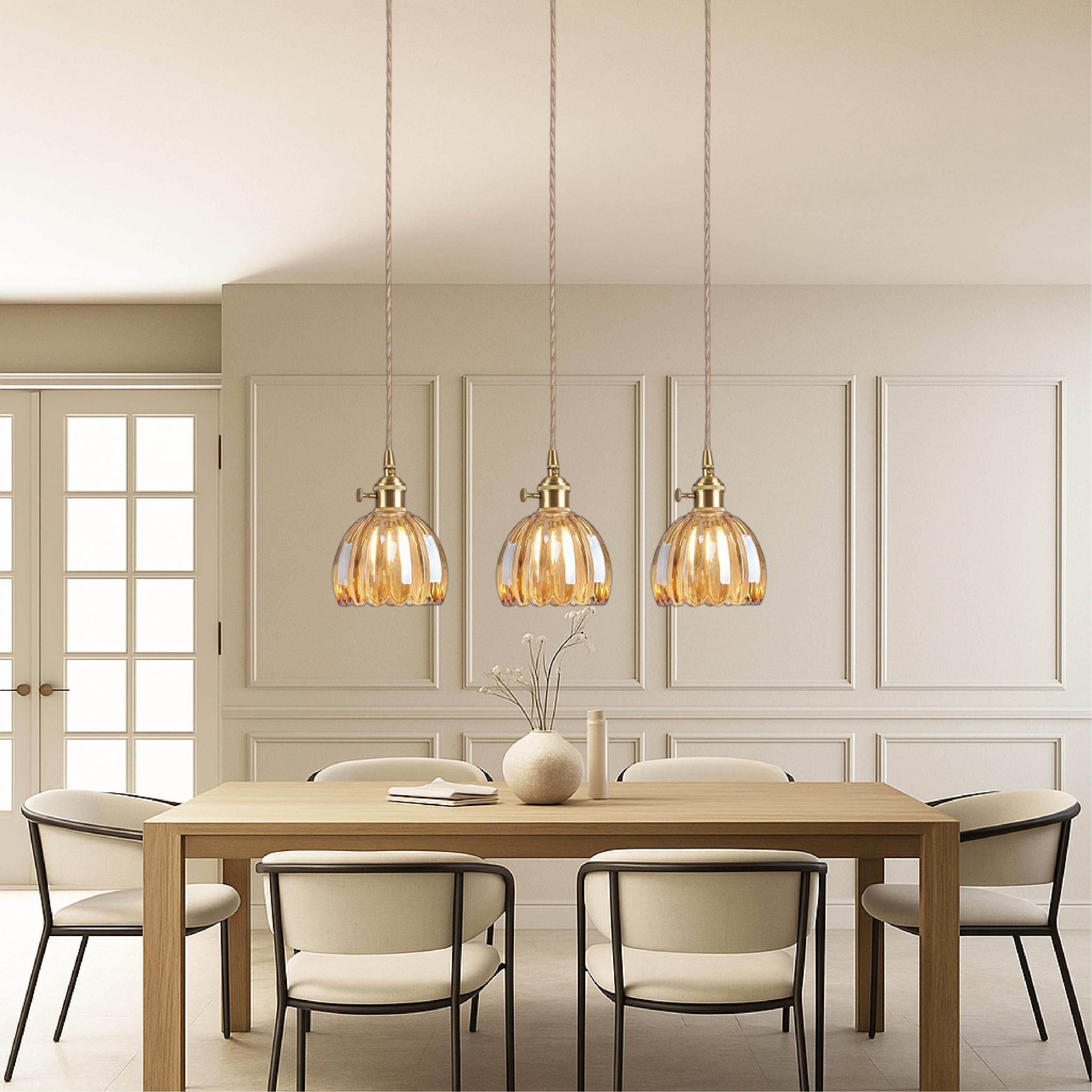 Lampe pendante japonaise en verre