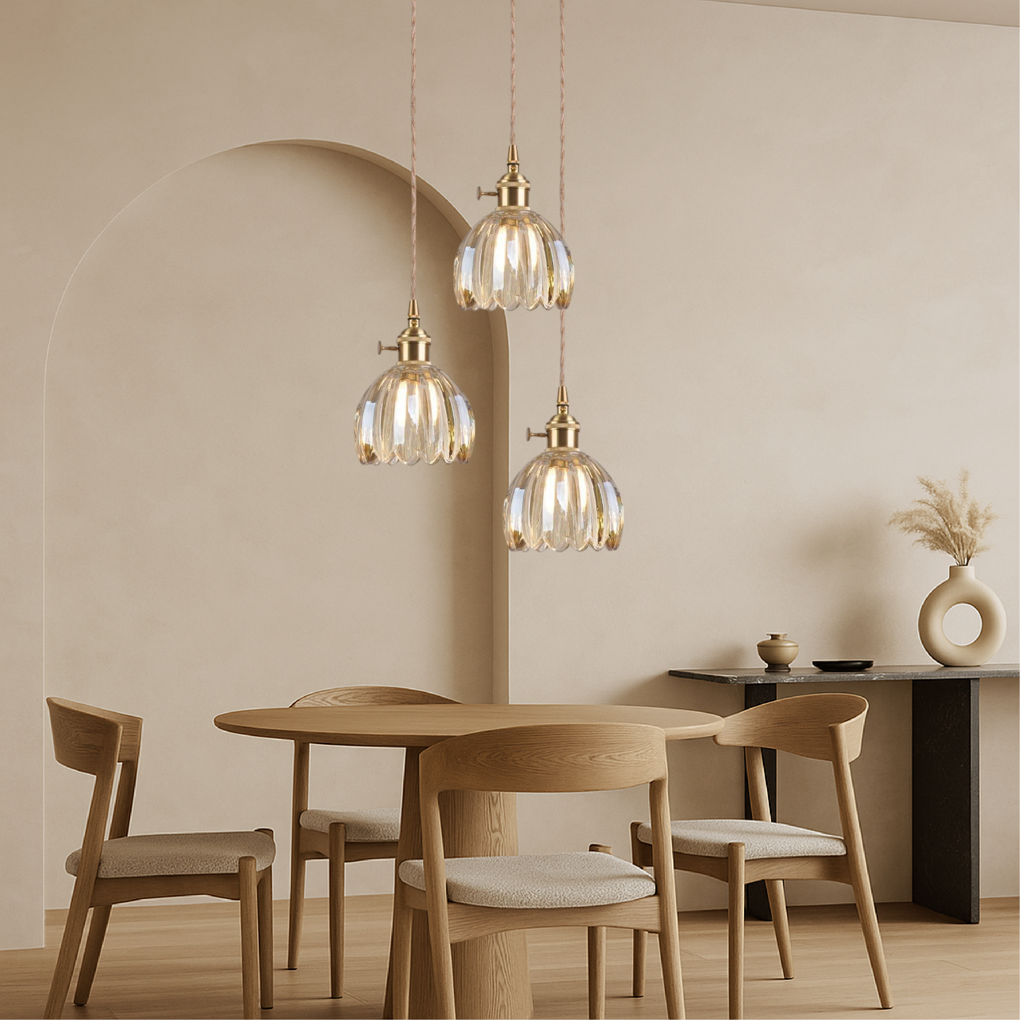 Lampe pendante japonaise en verre