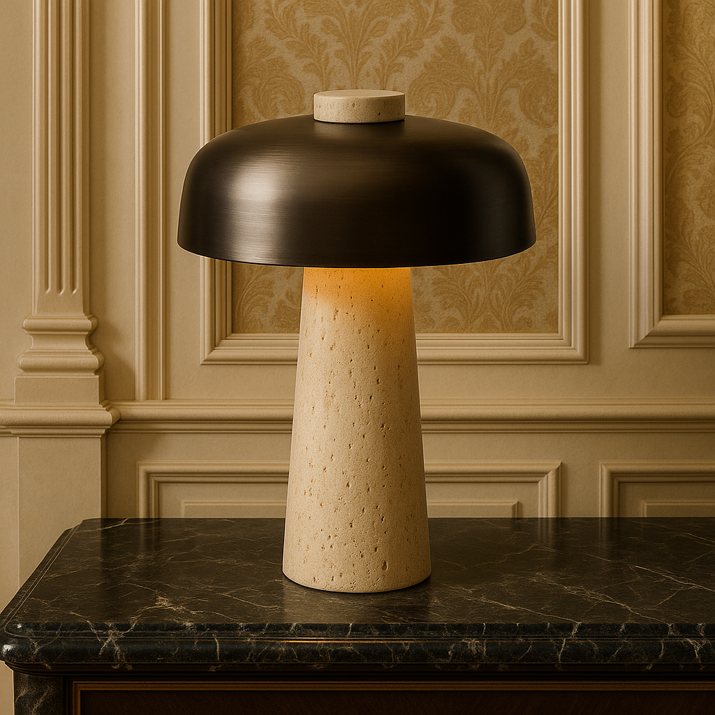 Lampe à poser en travertin