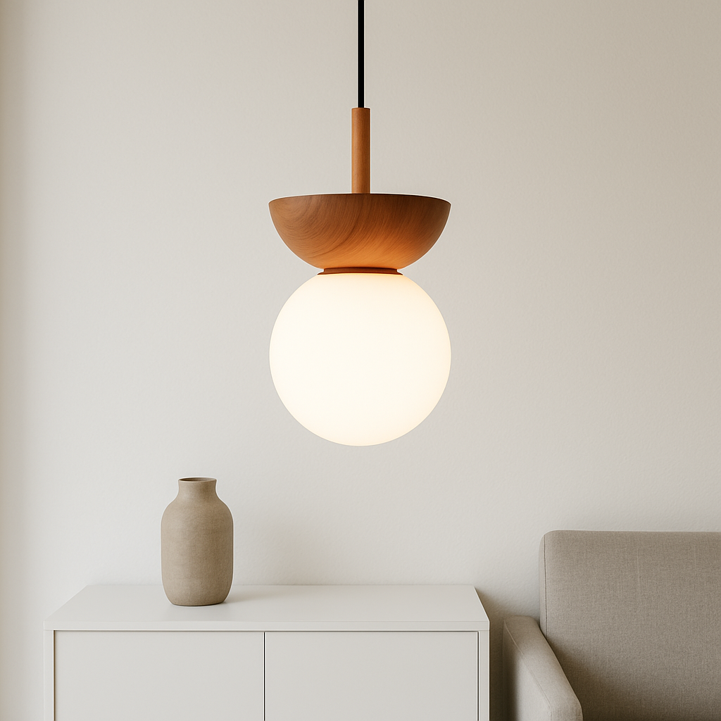 Lampe pendante en bois Japandi