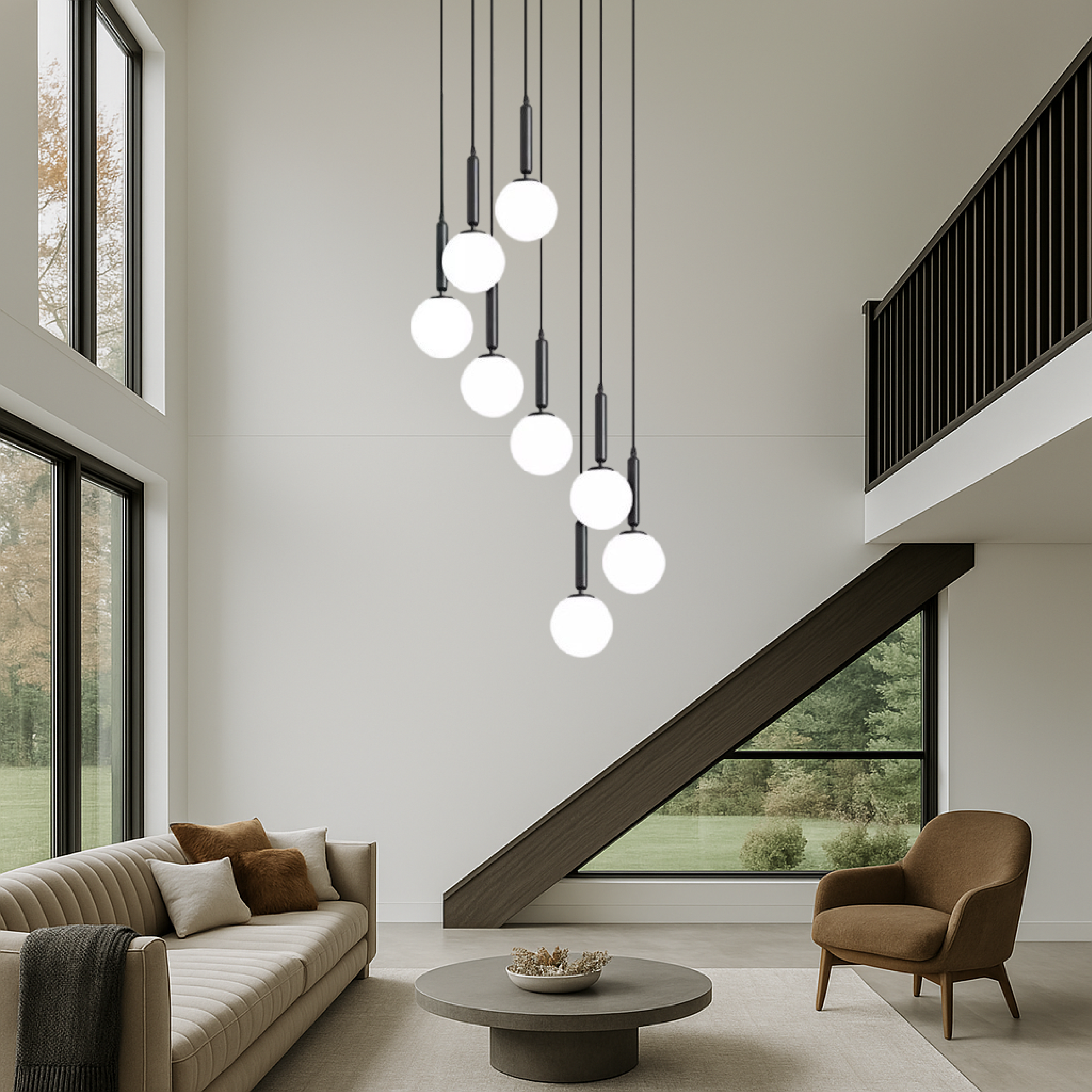 Lustre Escalier d'Eva Noir