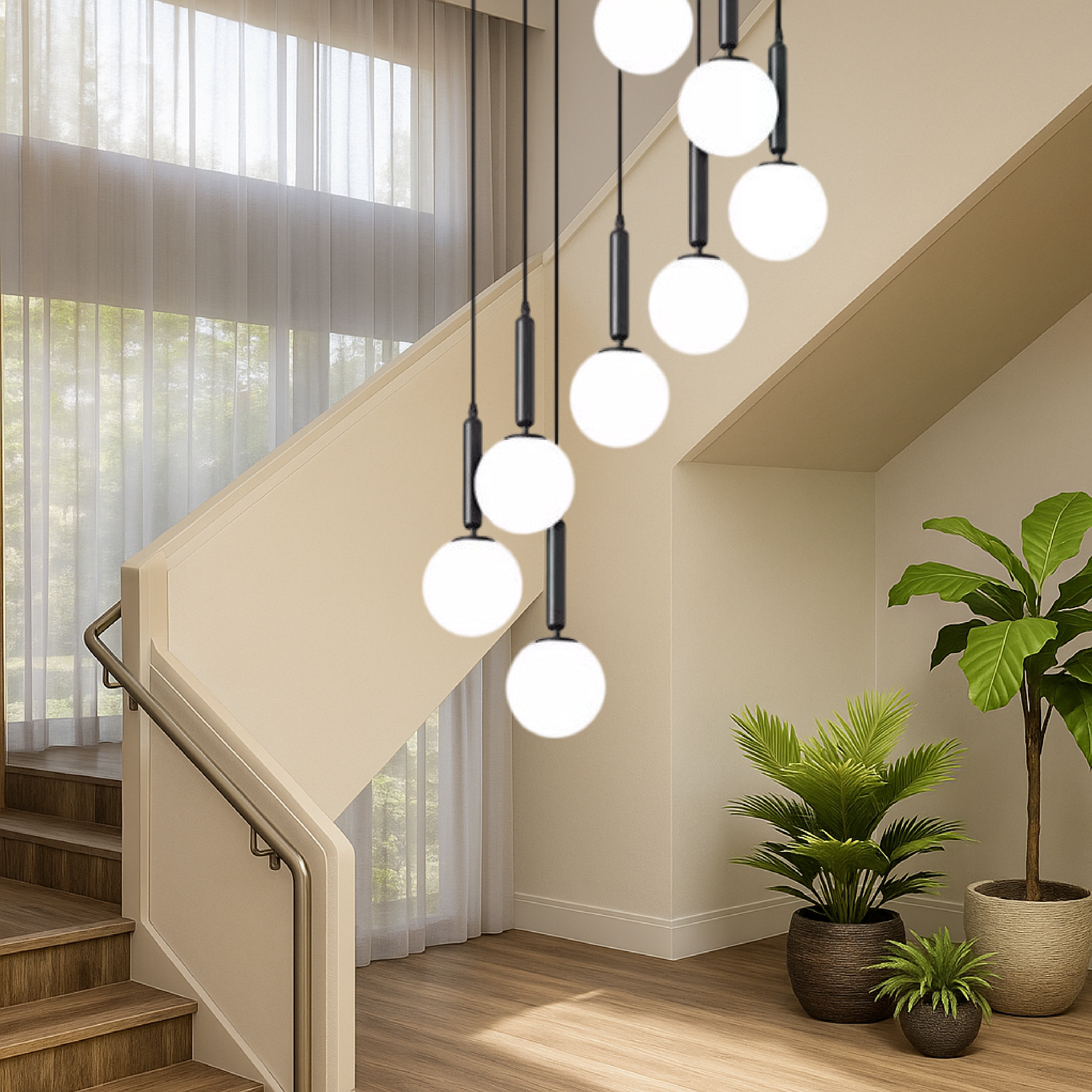 Lustre Escalier d'Eva Noir