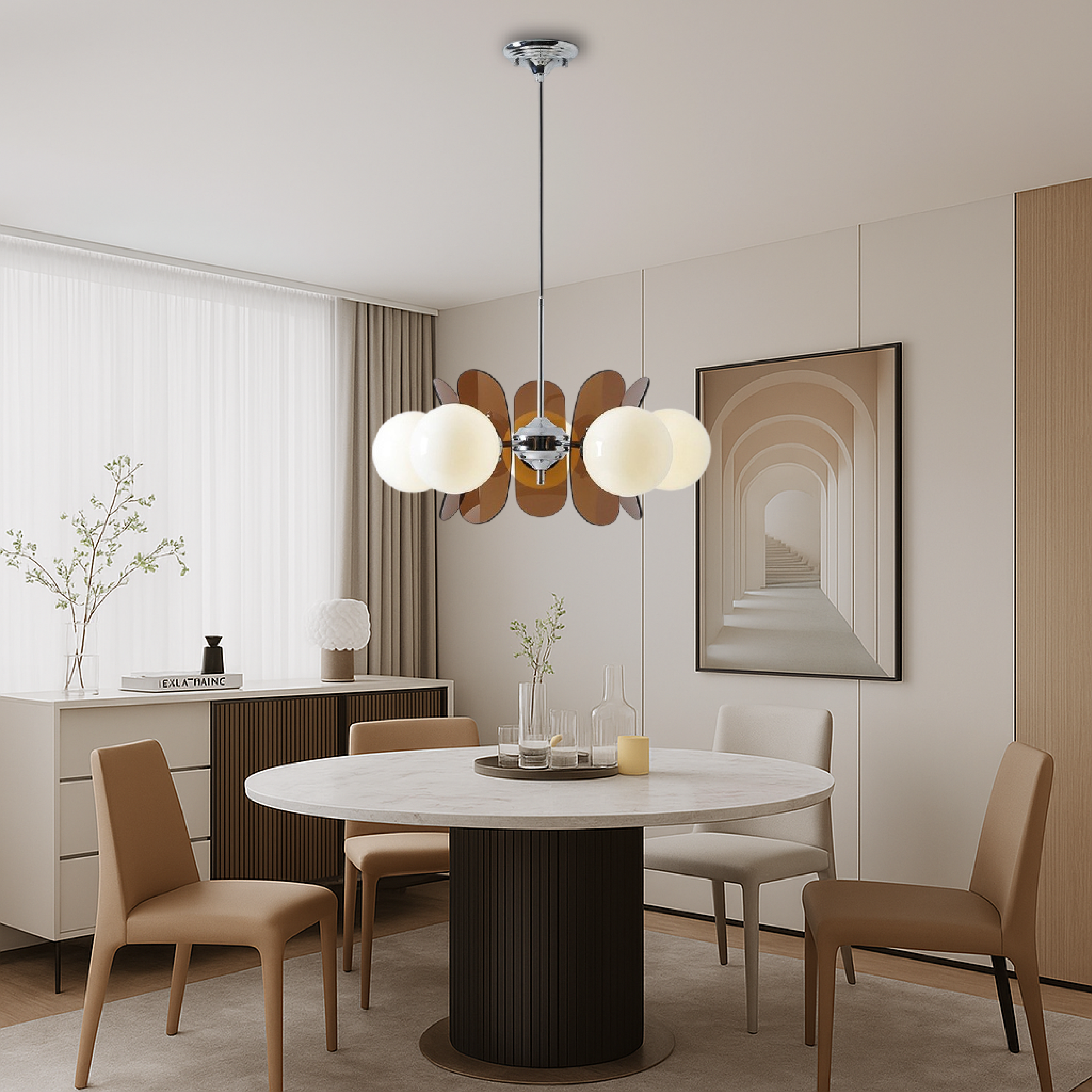 Lustre Bauhaus à 5 têtes