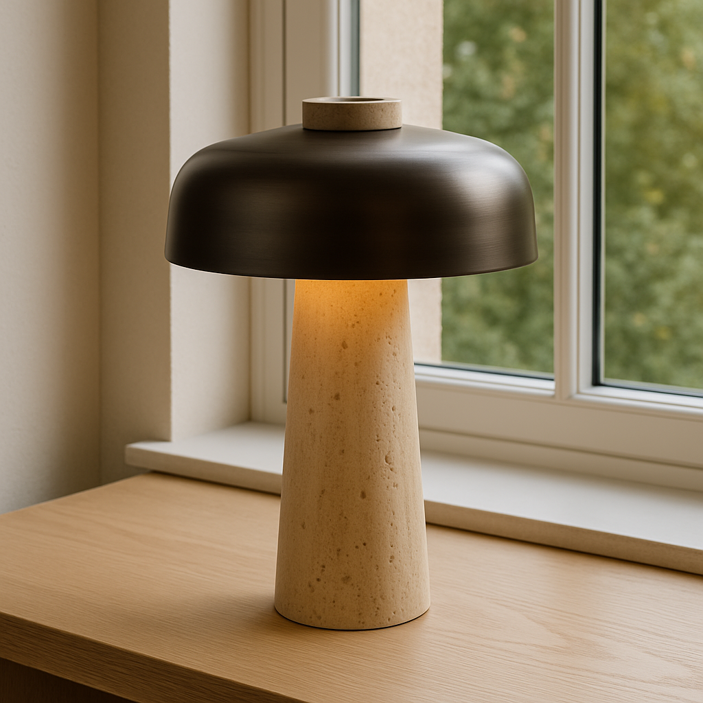 Lampe à poser en travertin