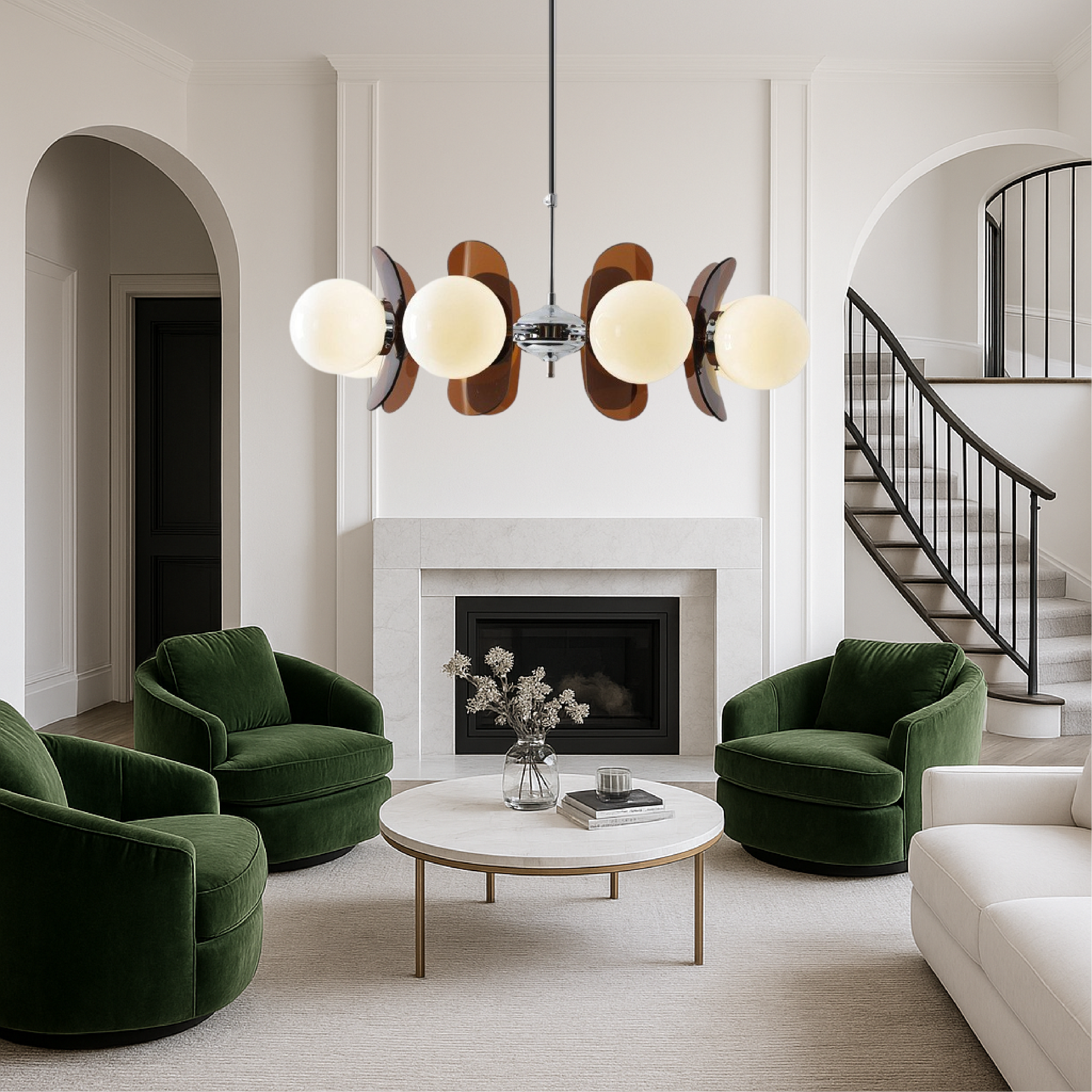 Lustre Bauhaus à 5 têtes