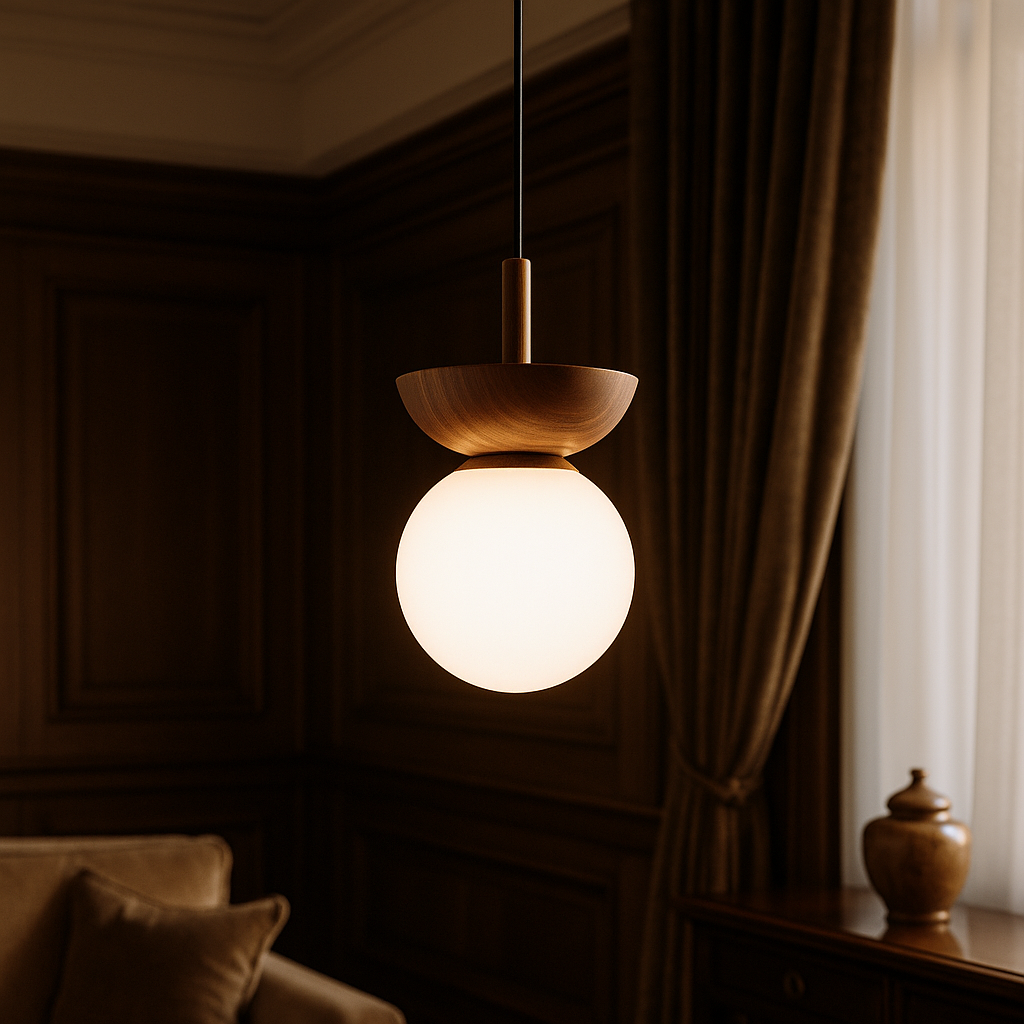 Lampe pendante en bois Japandi