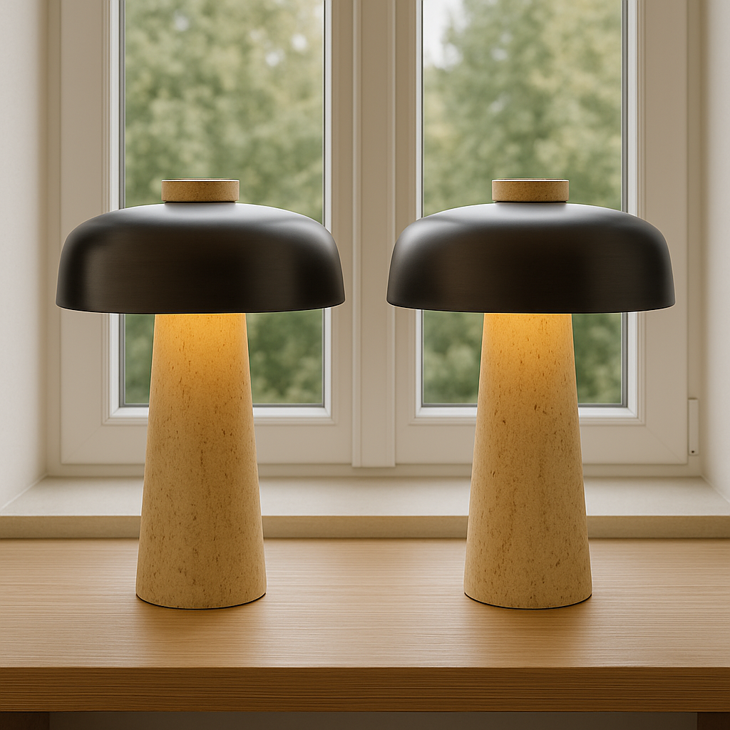 Lampe à poser en travertin