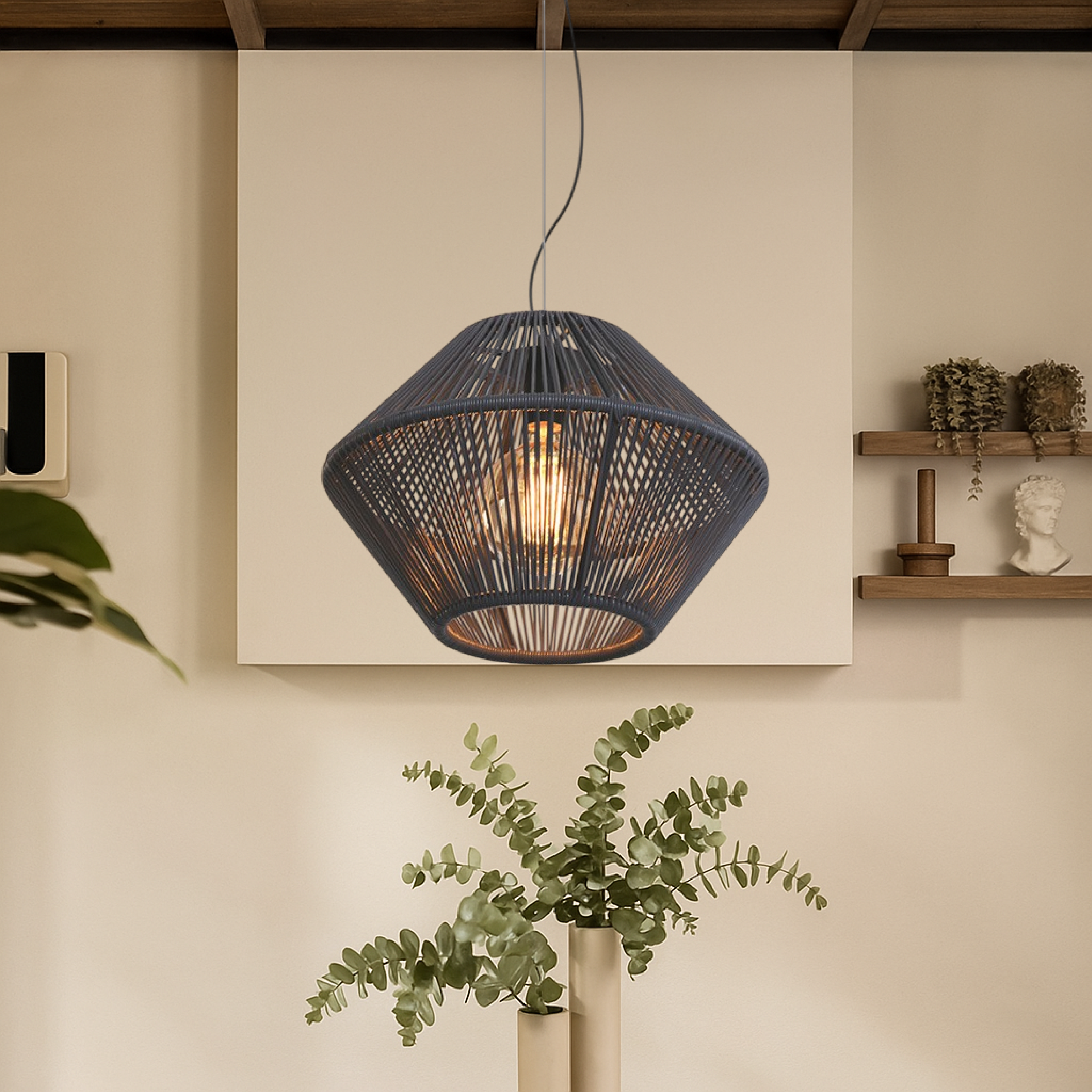 Lampe suspendue tissée à la main
