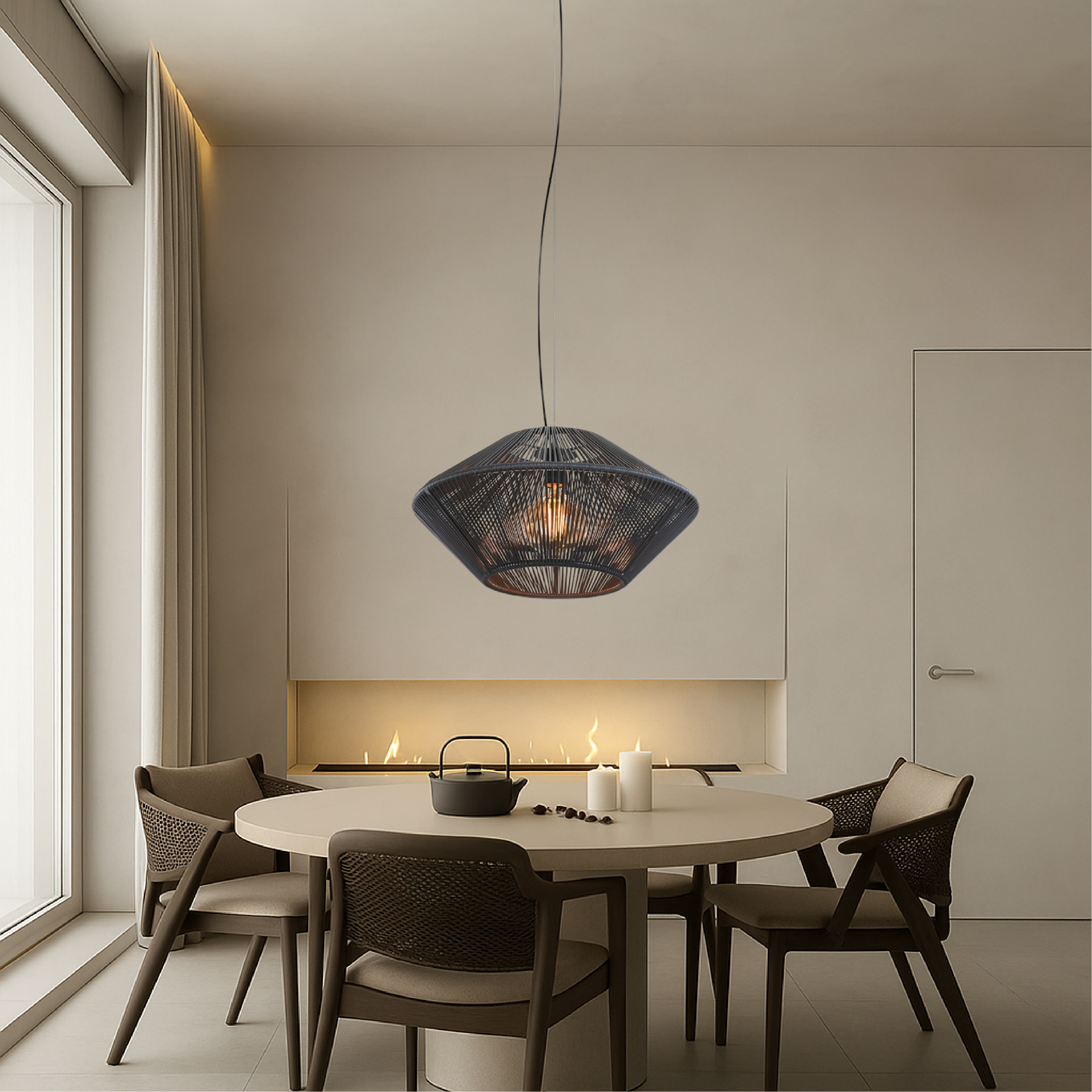 Lampe suspendue tissée à la main
