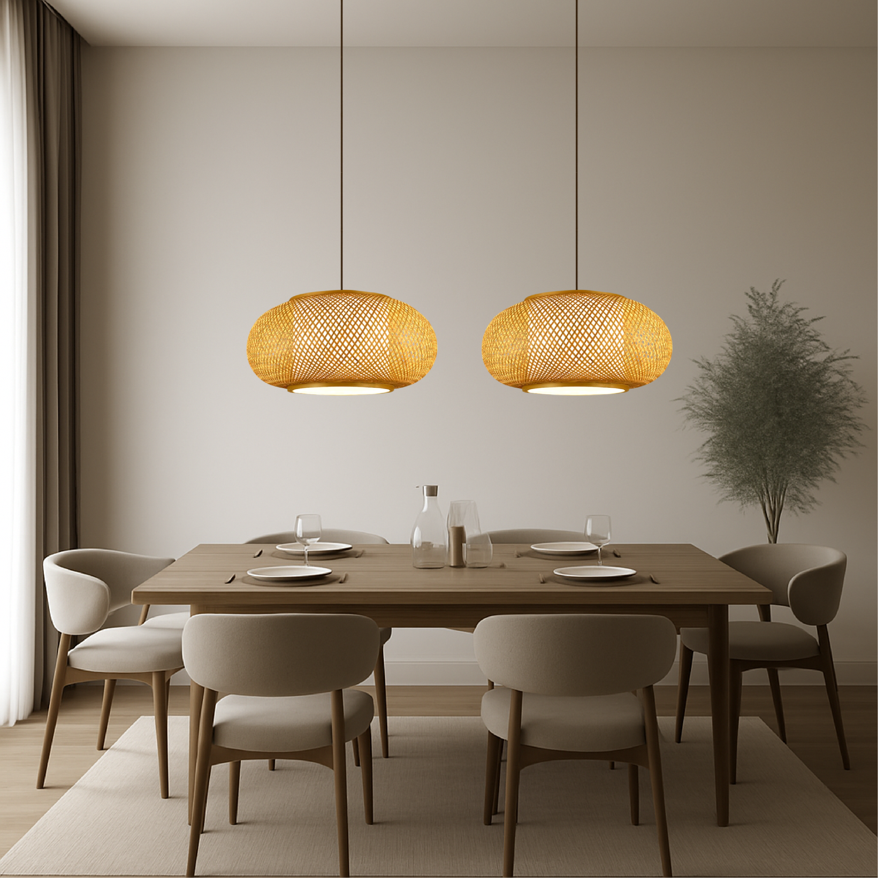 Lampe suspendue en bambou Hansens