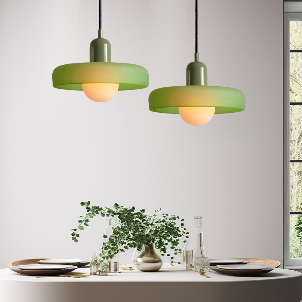 Lampe pendante Bauhaus en verre coloré