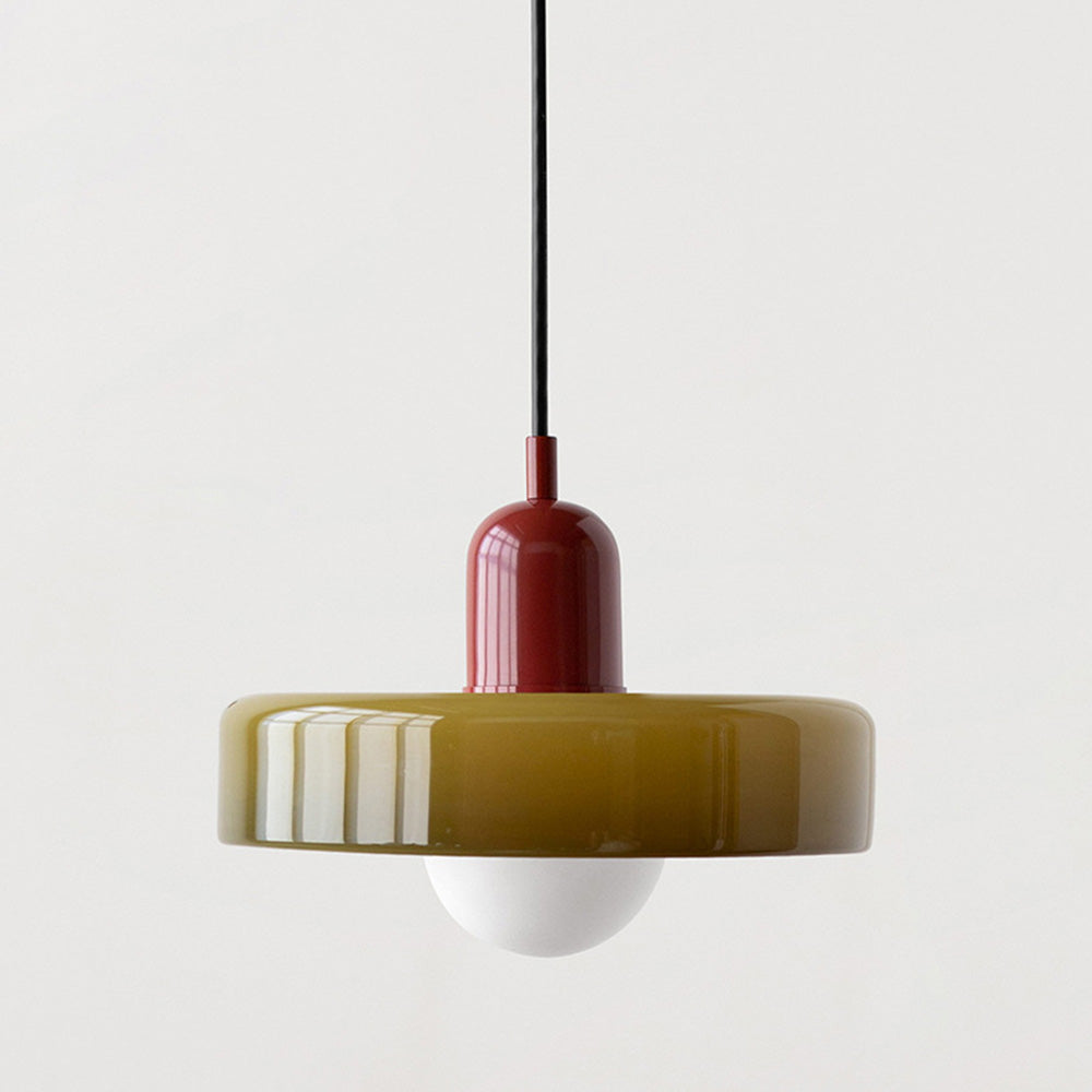 Lampe pendante Bauhaus en verre coloré