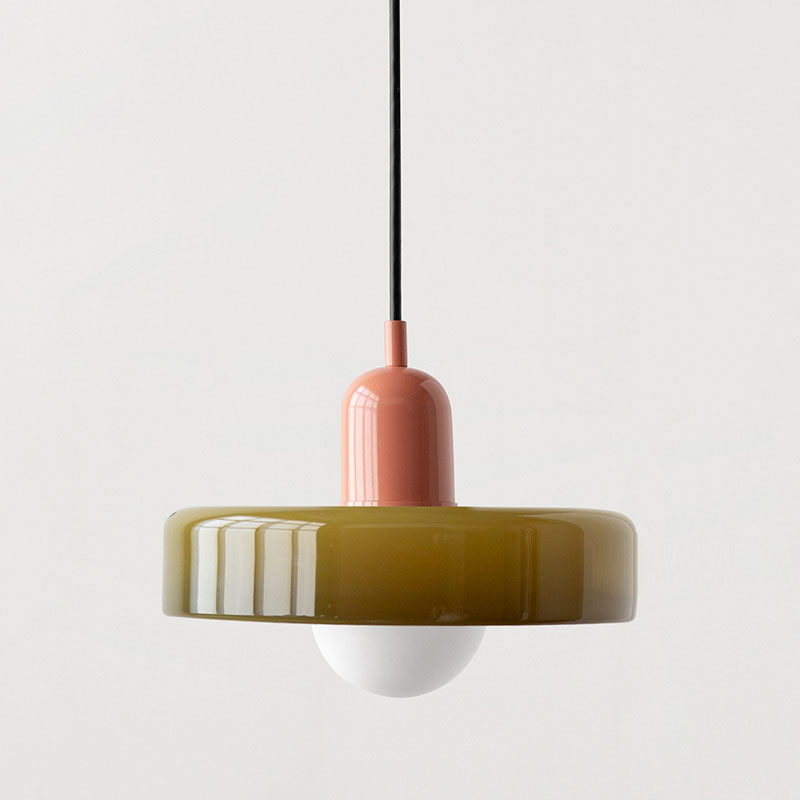 Lampe pendante Bauhaus en verre coloré