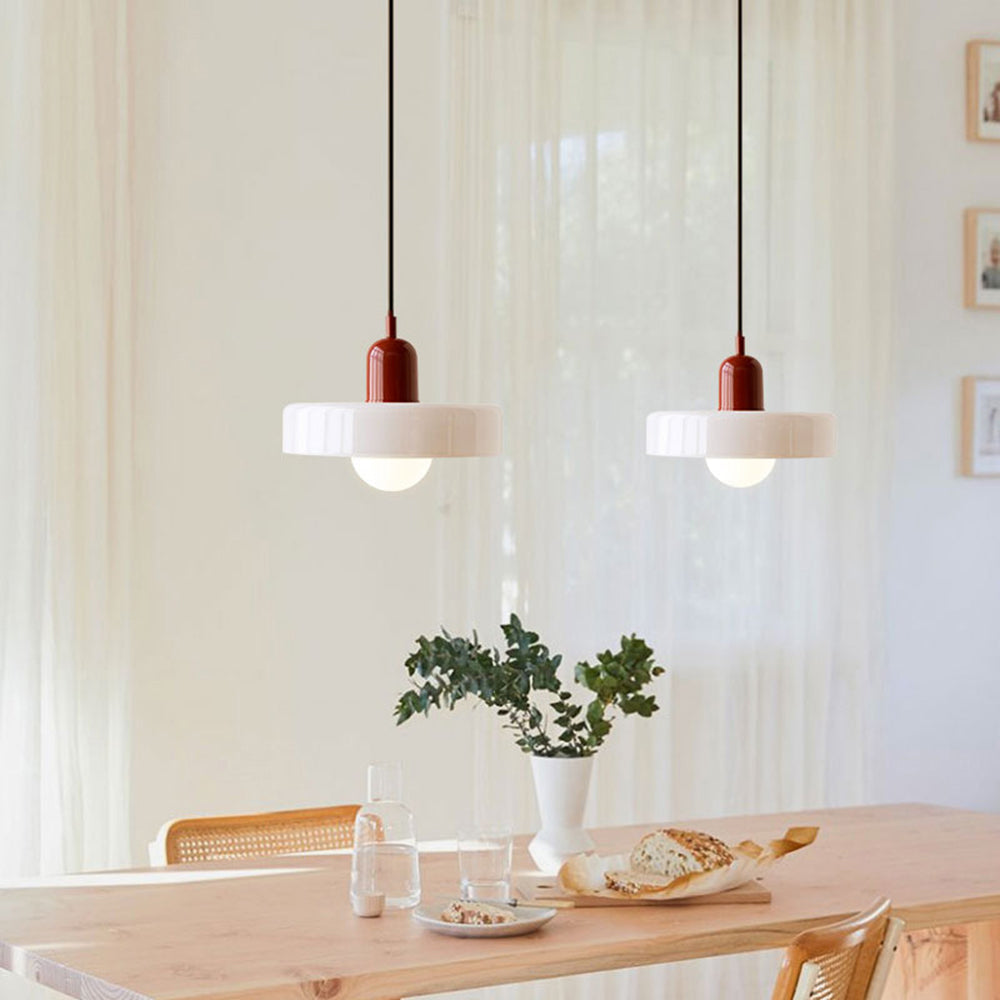 Lampe pendante Bauhaus en verre coloré